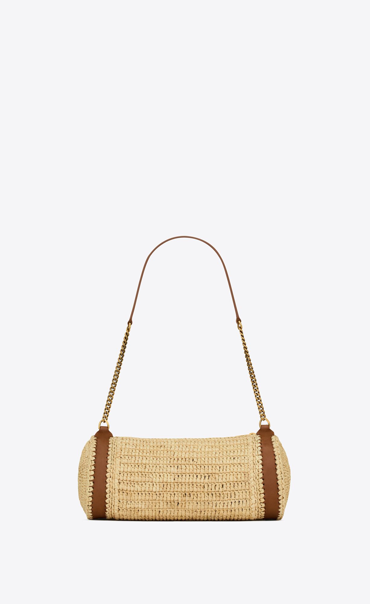 YSL cassandre small cylindric bag in raffia and vegetable-tanned leather bags 744504GAABN2080