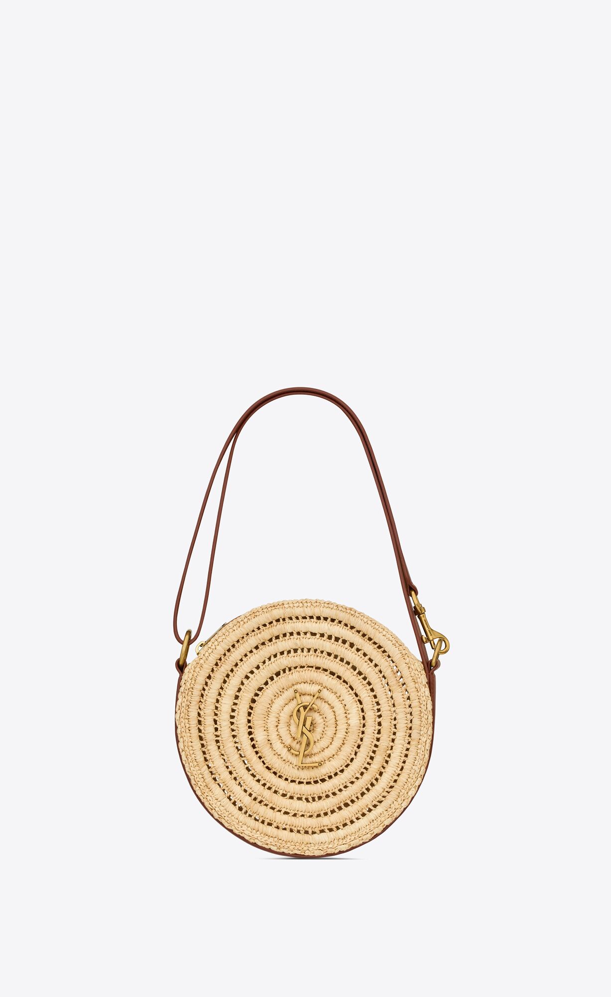 YSL round bag in raffia and vegetable-tanned leather bags 744292GAADQ2080