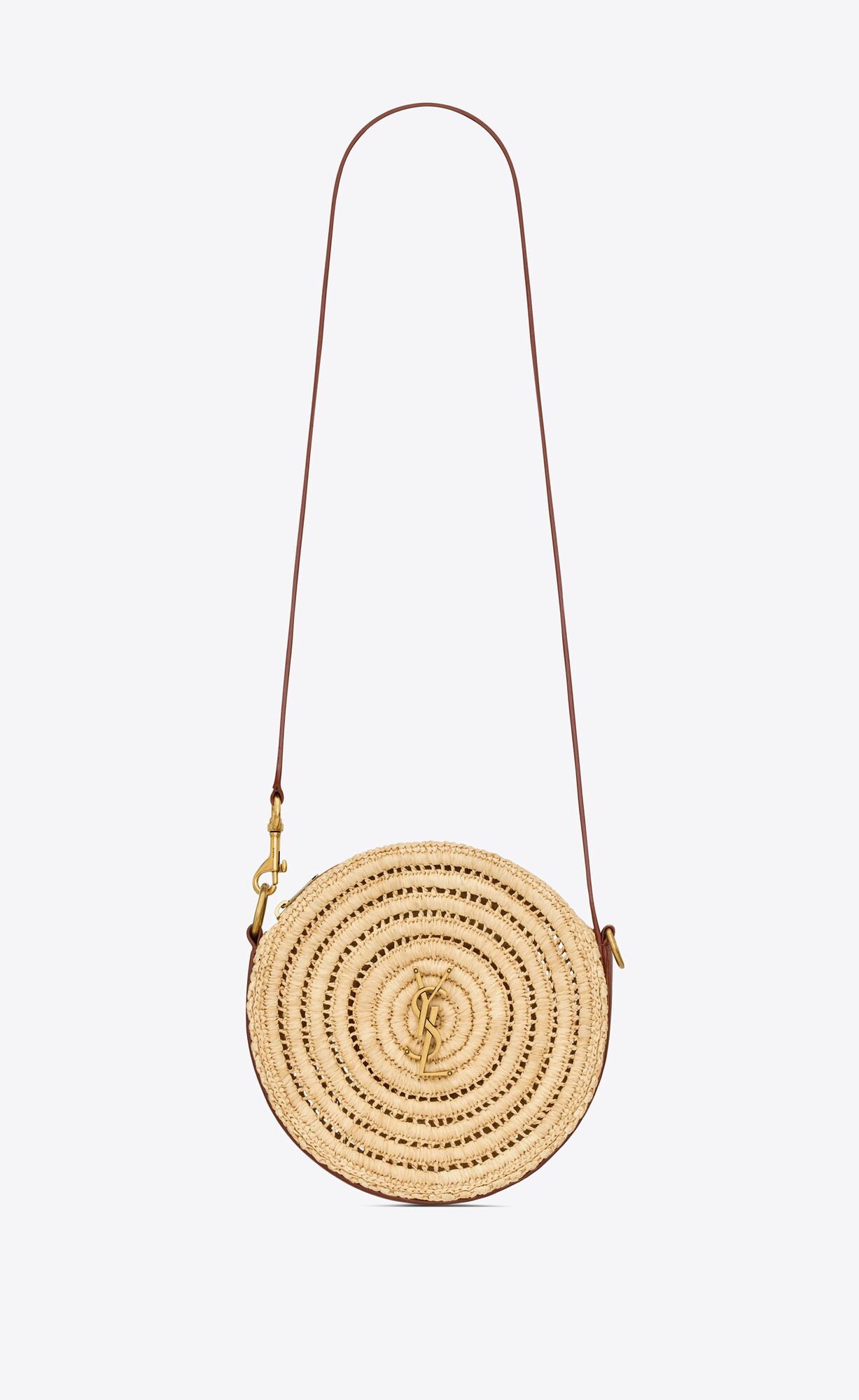 YSL round bag in raffia and vegetable-tanned leather bags 744292GAADQ2080