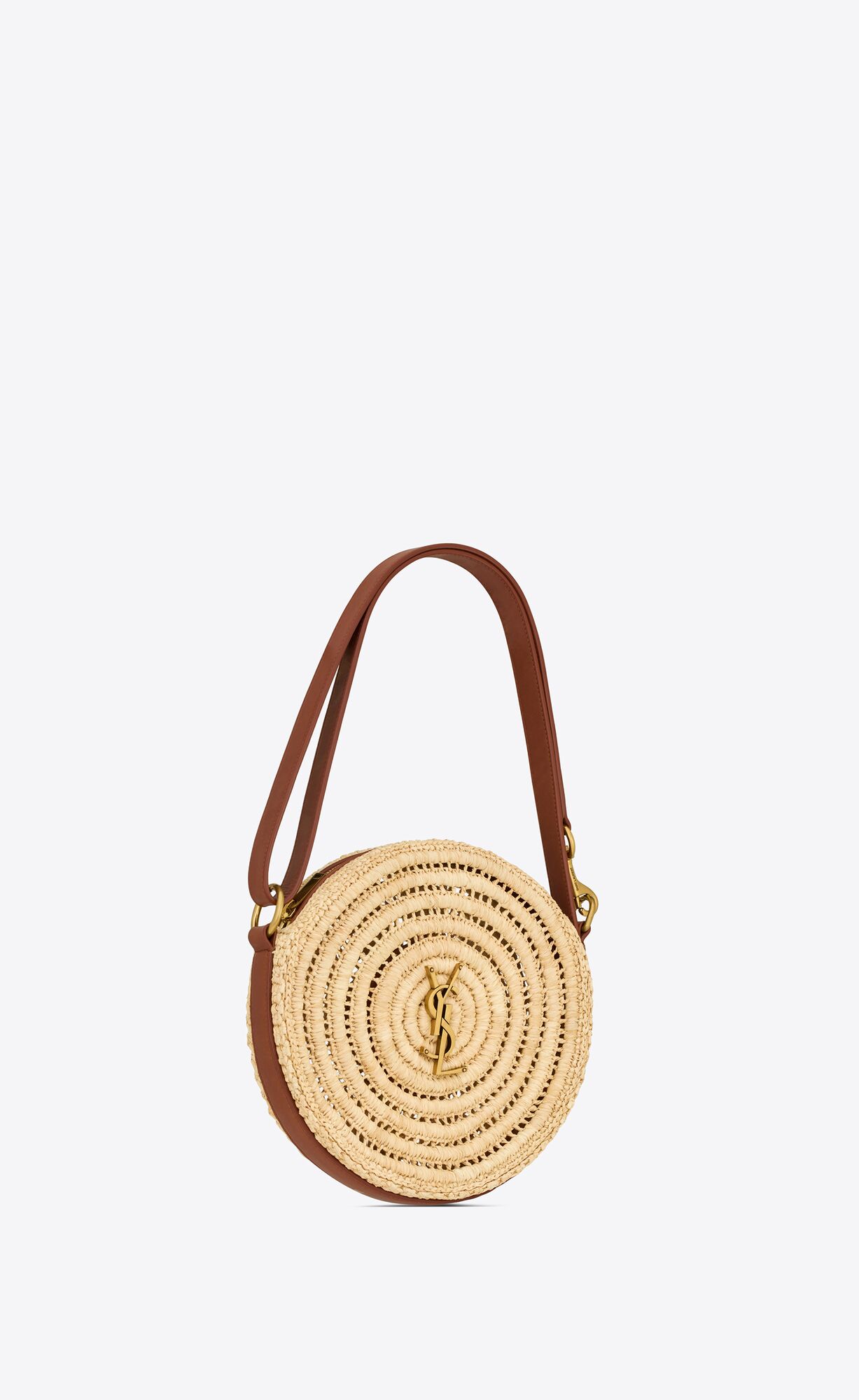 YSL round bag in raffia and vegetable-tanned leather bags 744292GAADQ2080