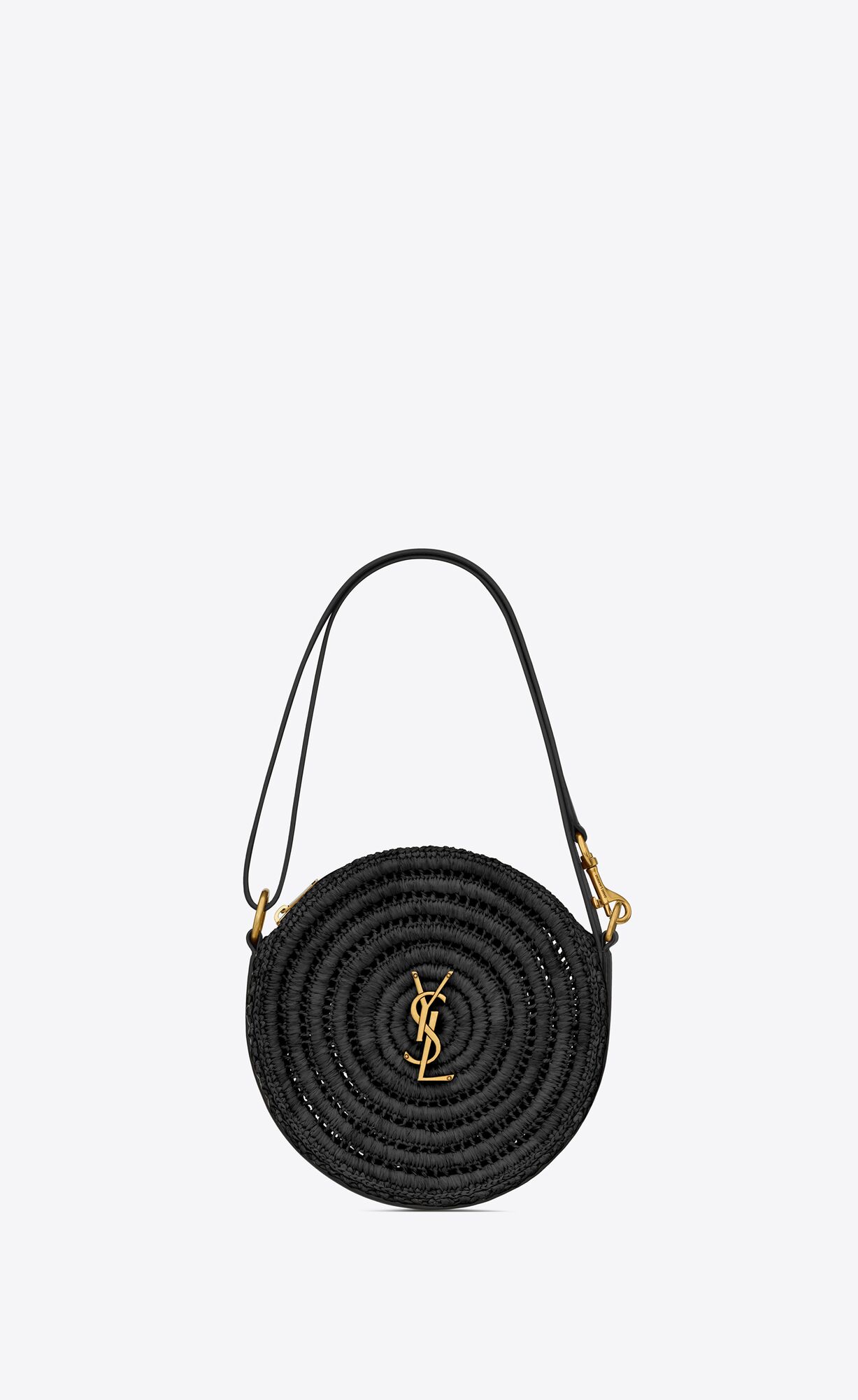 YSL round bag in raffia and vegetable-tanned leather bags 744292GAADR1000