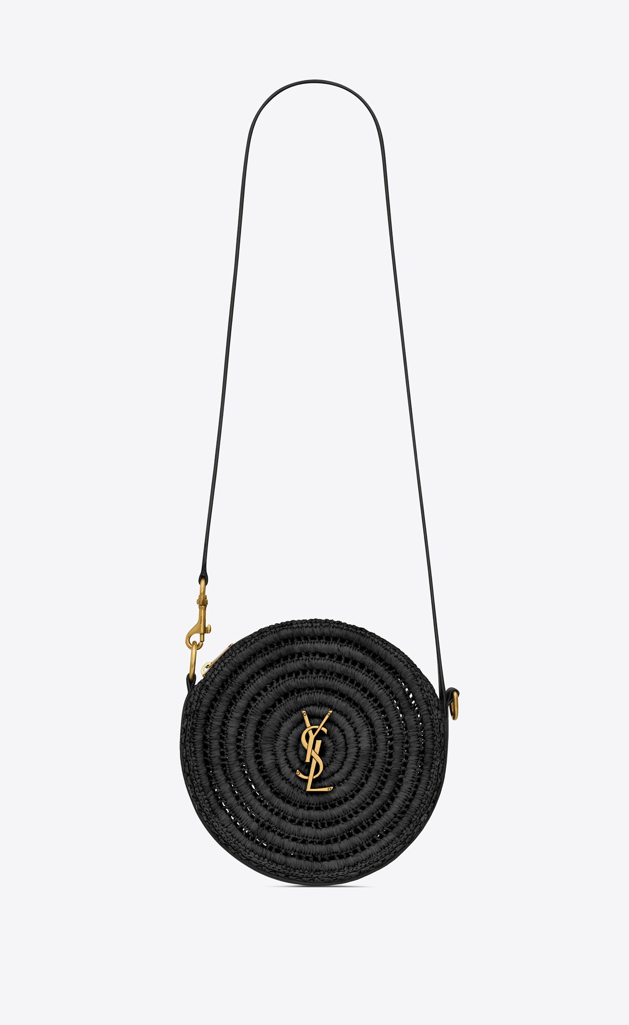 YSL round bag in raffia and vegetable-tanned leather bags 744292GAADR1000