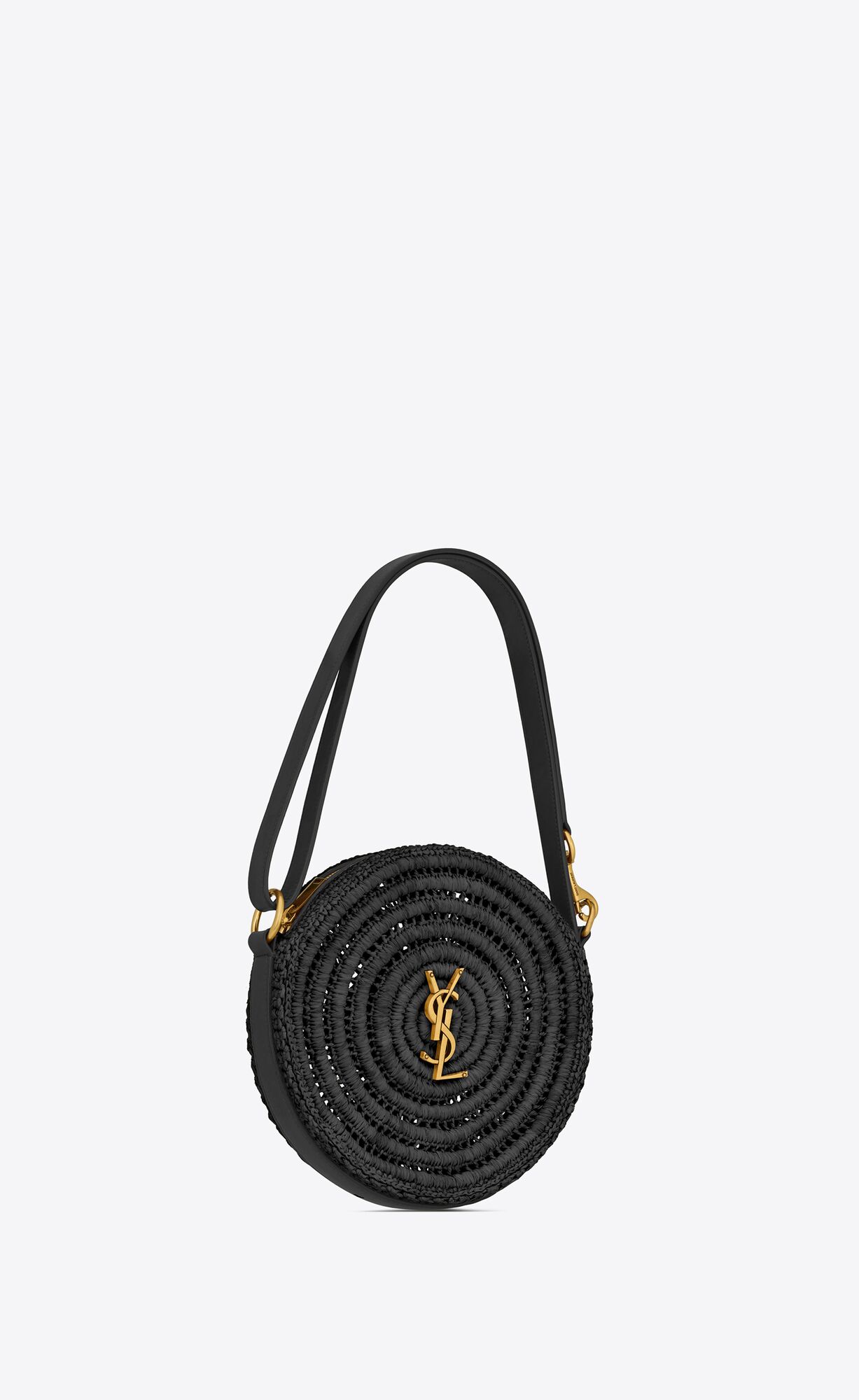 YSL round bag in raffia and vegetable-tanned leather bags 744292GAADR1000