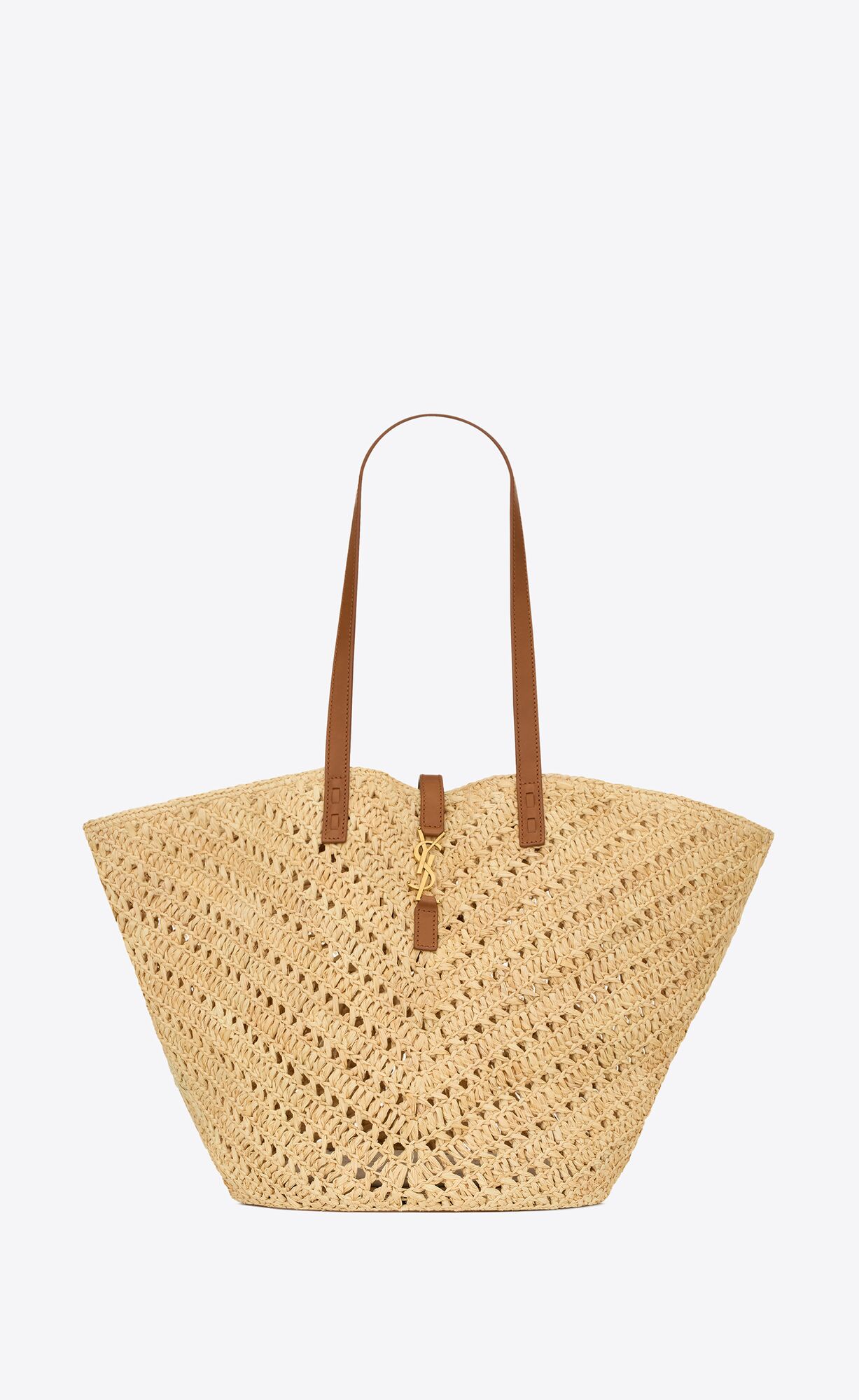 YSL panier medium in raffia and vegetable-tanned leather bags 740375GAADJ2080