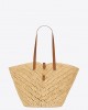 YSL panier medium in raffia and vegetable-tanned leather bags 740375GAADJ2080