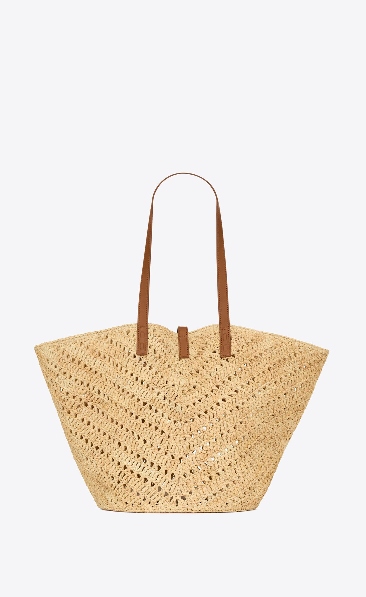 YSL panier medium in raffia and vegetable-tanned leather bags 740375GAADJ2080