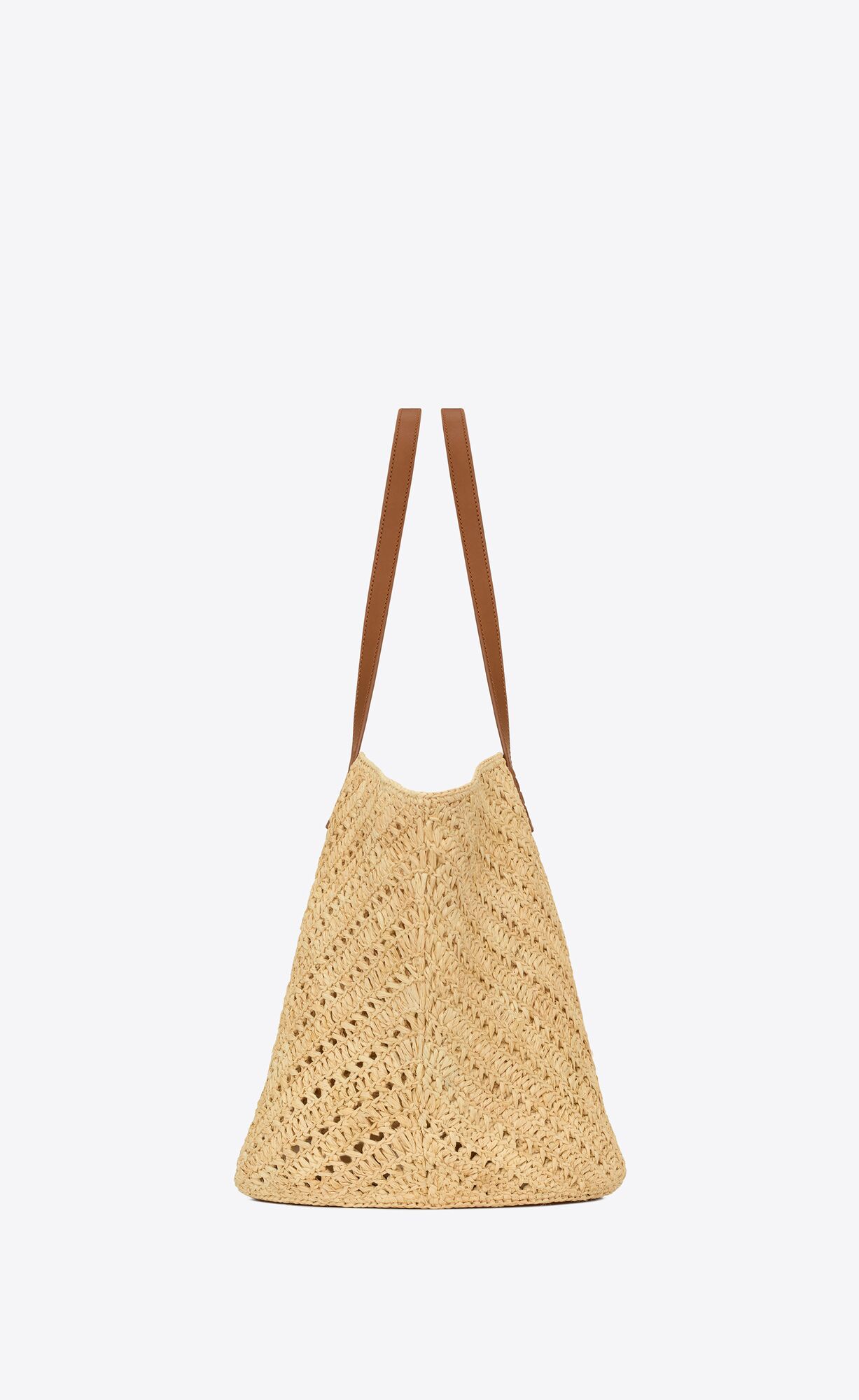 YSL panier medium in raffia and vegetable-tanned leather bags 740375GAADJ2080