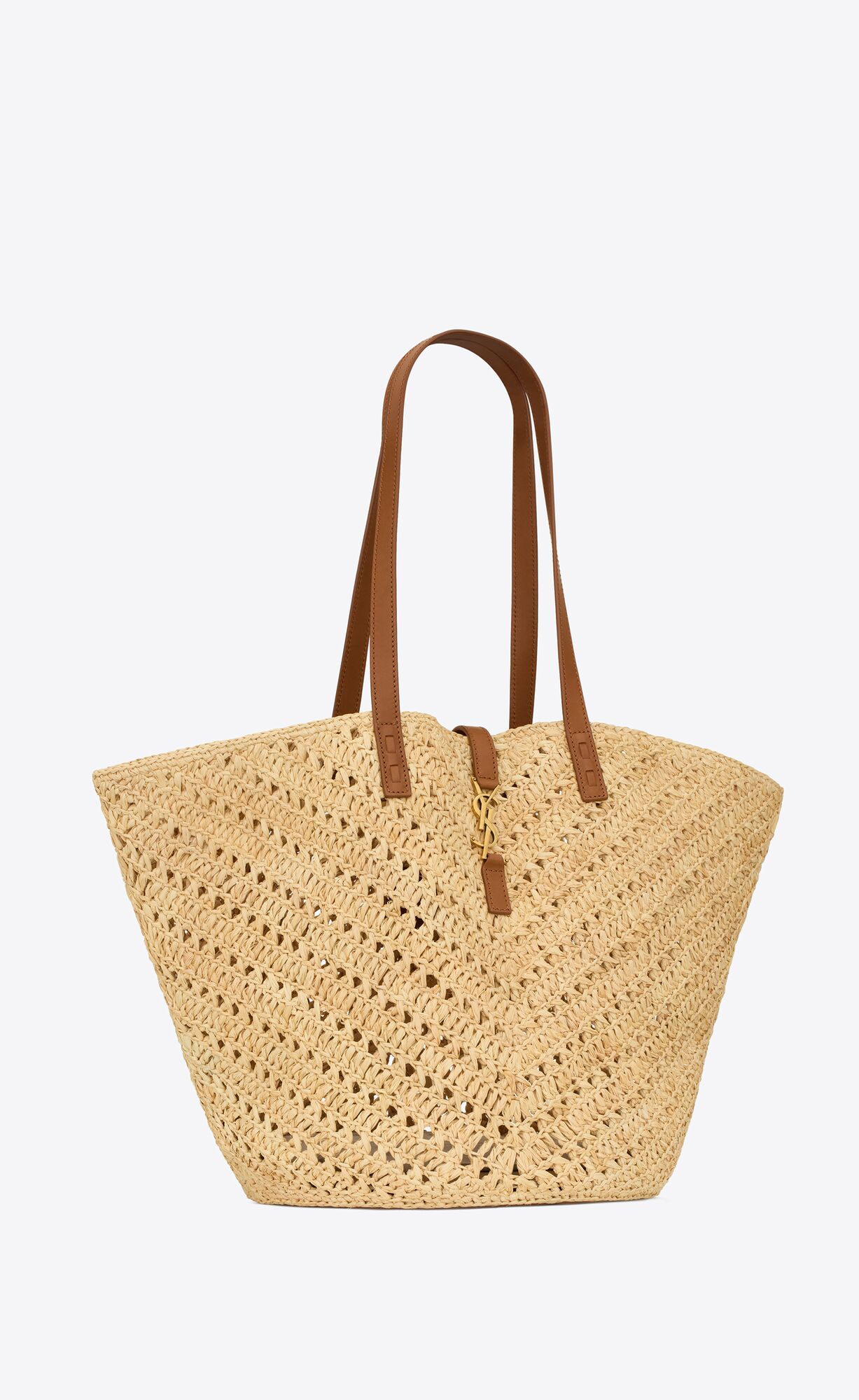 YSL panier medium in raffia and vegetable-tanned leather bags 740375GAADJ2080