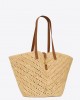 YSL panier medium in raffia and vegetable-tanned leather bags 740375GAADJ2080