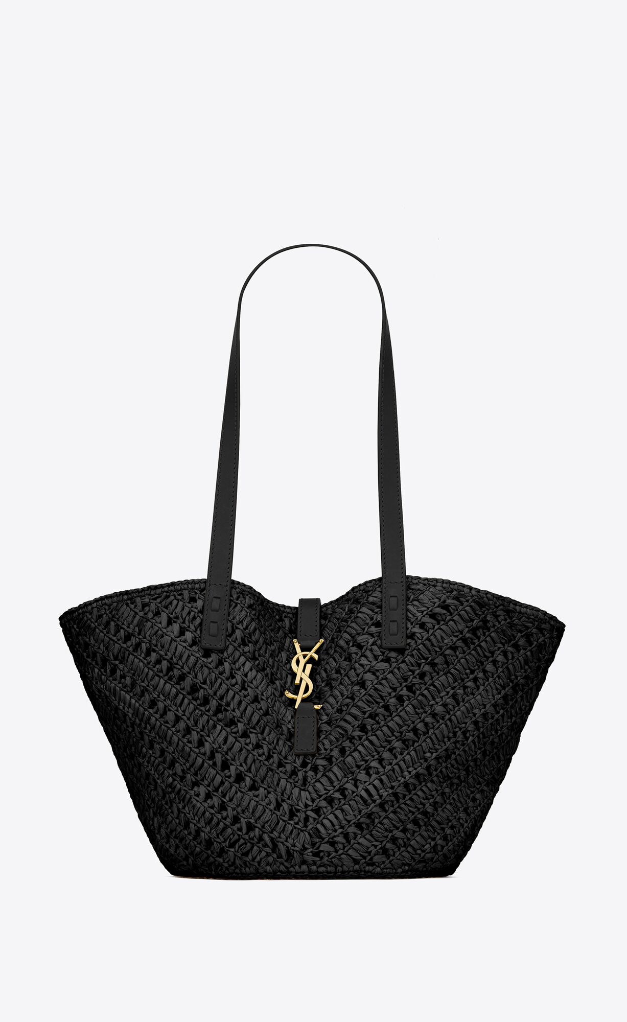 YSL panier small in raffia and vegetable-tanned leather bags 751240GAADP1000