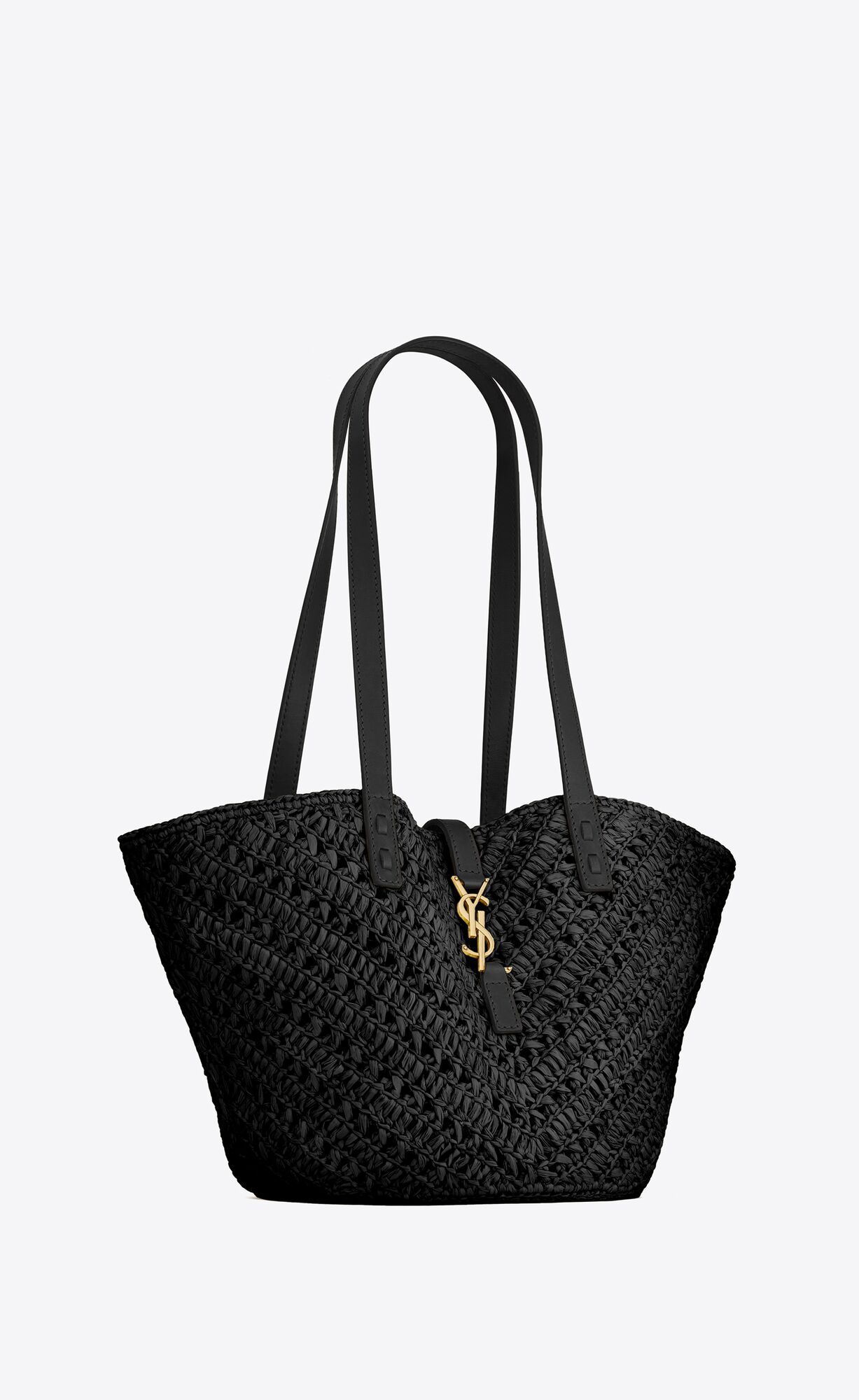 YSL panier small in raffia and vegetable-tanned leather bags 751240GAADP1000