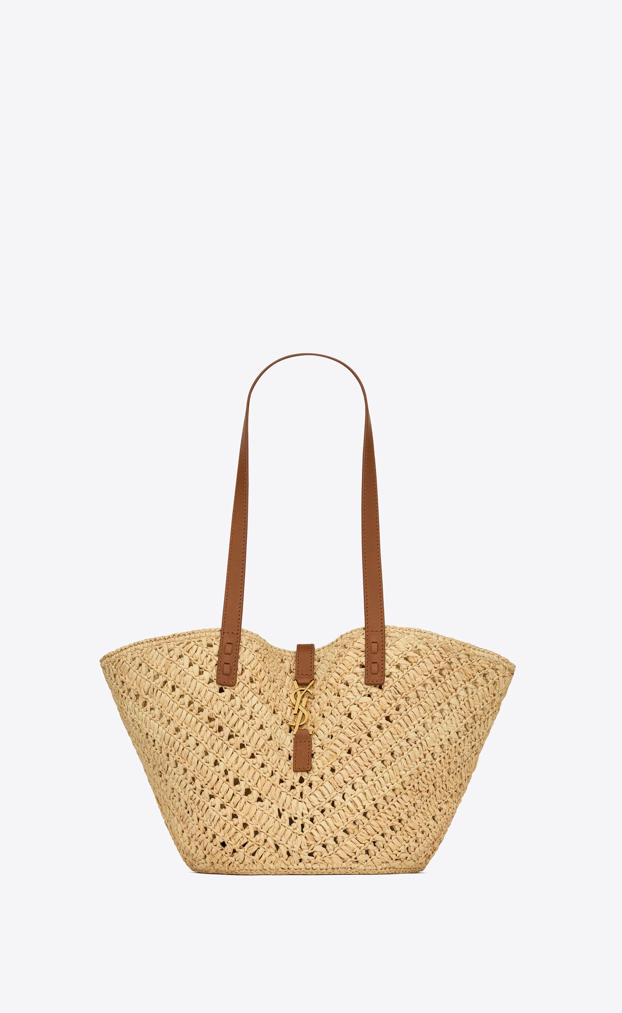 YSL panier small in raffia and vegetable-tanned leather bags 751240GAADJ2080