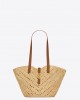 YSL panier small in raffia and vegetable-tanned leather bags 751240GAADJ2080