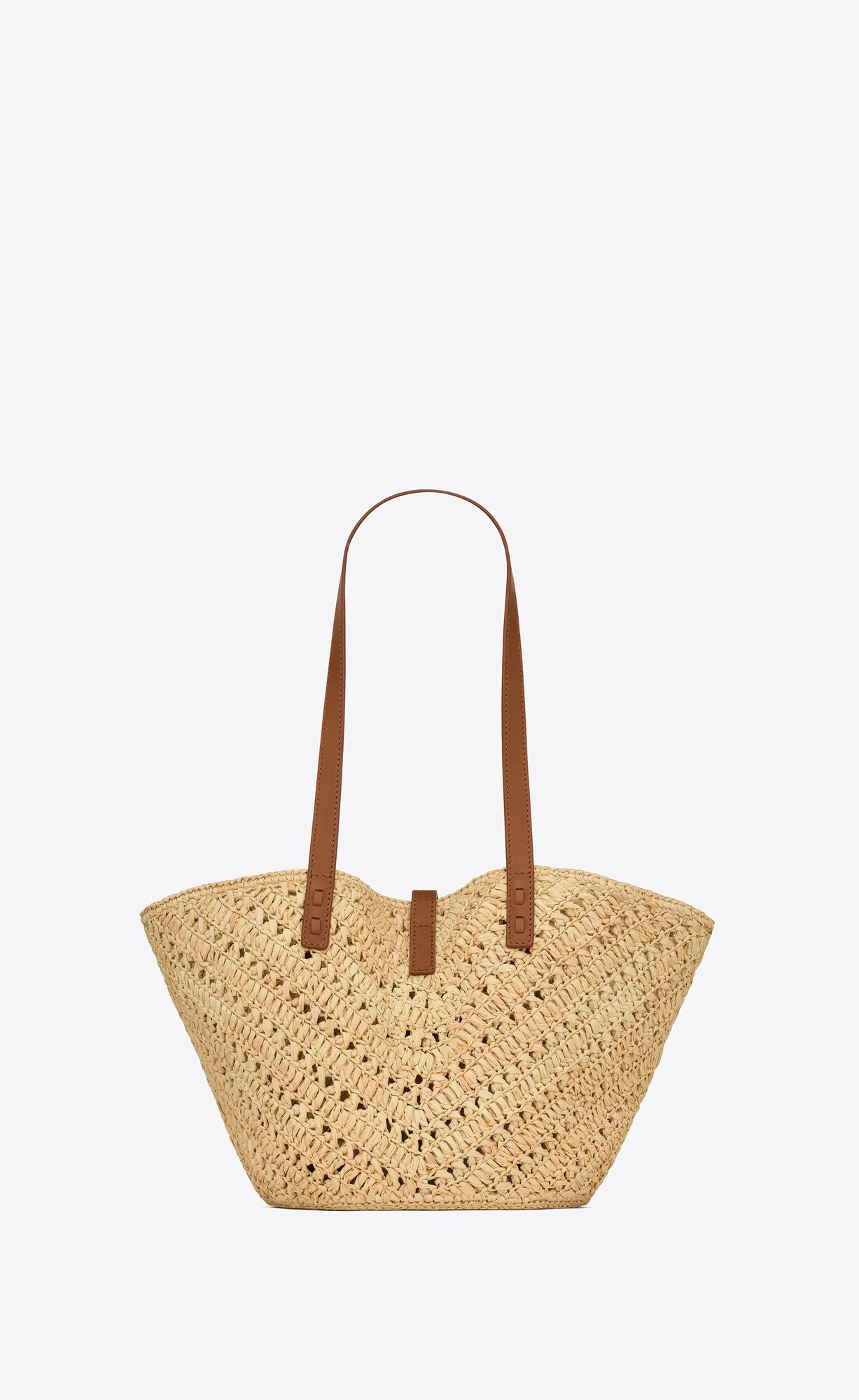 YSL panier small in raffia and vegetable-tanned leather bags 751240GAADJ2080