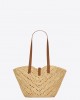 YSL panier small in raffia and vegetable-tanned leather bags 751240GAADJ2080