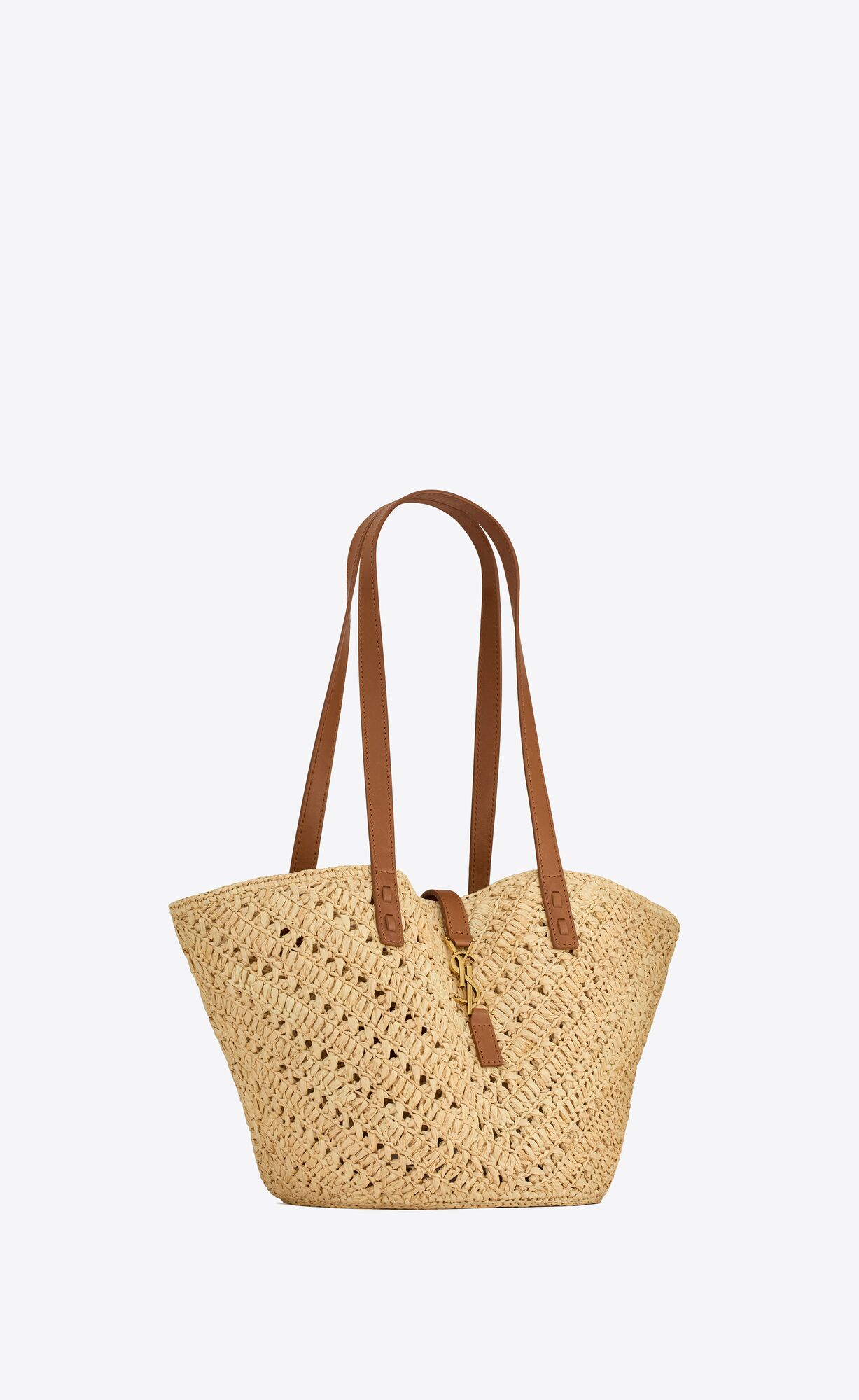 YSL panier small in raffia and vegetable-tanned leather bags 751240GAADJ2080