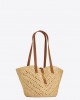 YSL panier small in raffia and vegetable-tanned leather bags 751240GAADJ2080