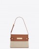 YSL manhattan small shoulder bag in cotton canvas and shiny leather bags 675626HZD2J9380