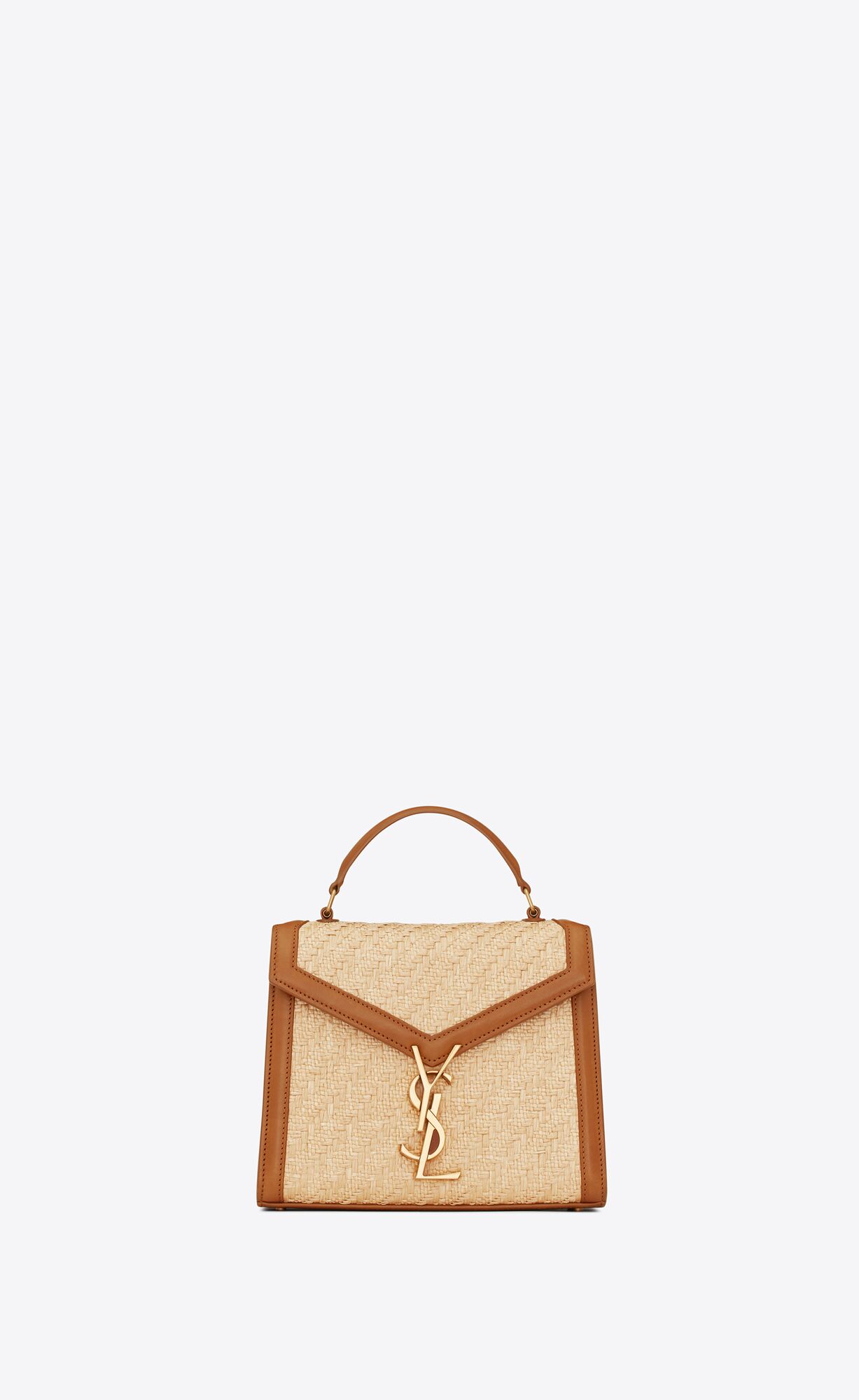 YSL cassandra mini top handle bag in raffia and vegetable-tanned leather bags 623930FAA7D9783