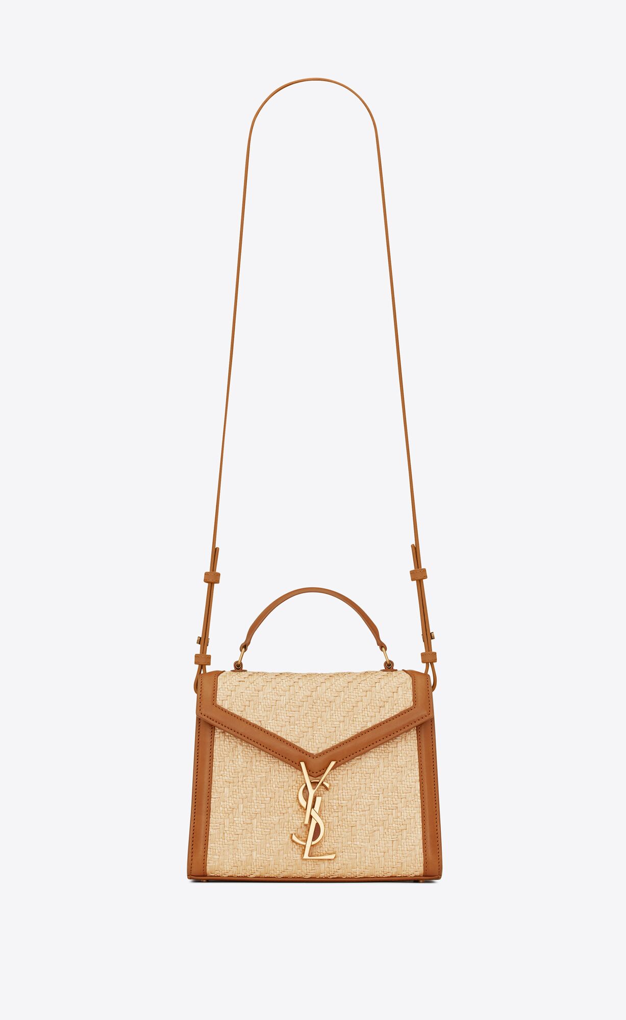 YSL cassandra mini top handle bag in raffia and vegetable-tanned leather bags 623930FAA7D9783