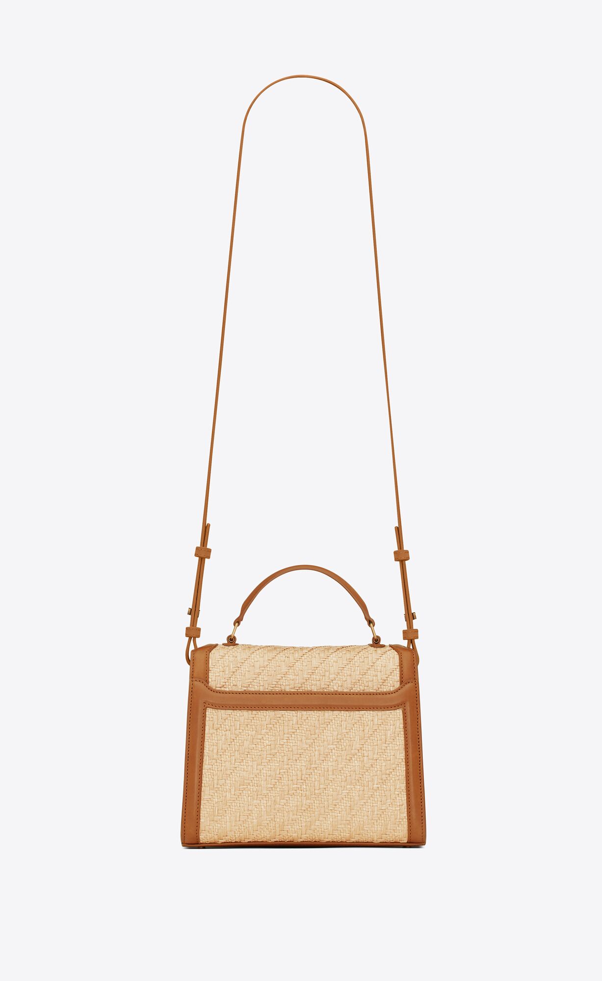 YSL cassandra mini top handle bag in raffia and vegetable-tanned leather bags 623930FAA7D9783