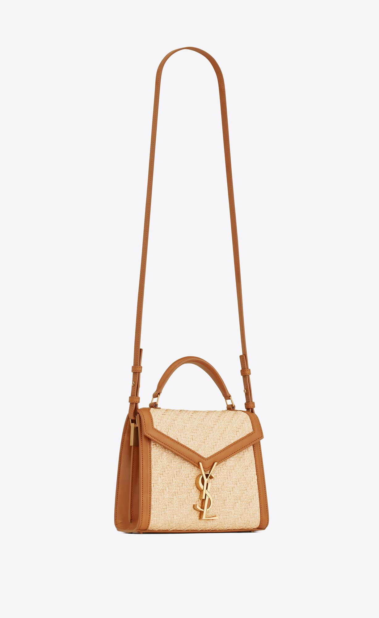 YSL cassandra mini top handle bag in raffia and vegetable-tanned leather bags 623930FAA7D9783