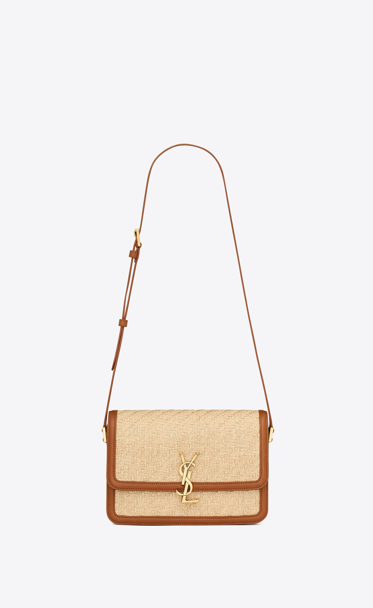 YSL solferino medium satchel in raffia and vegetable-tanned leather bags 634305FAA7D9783