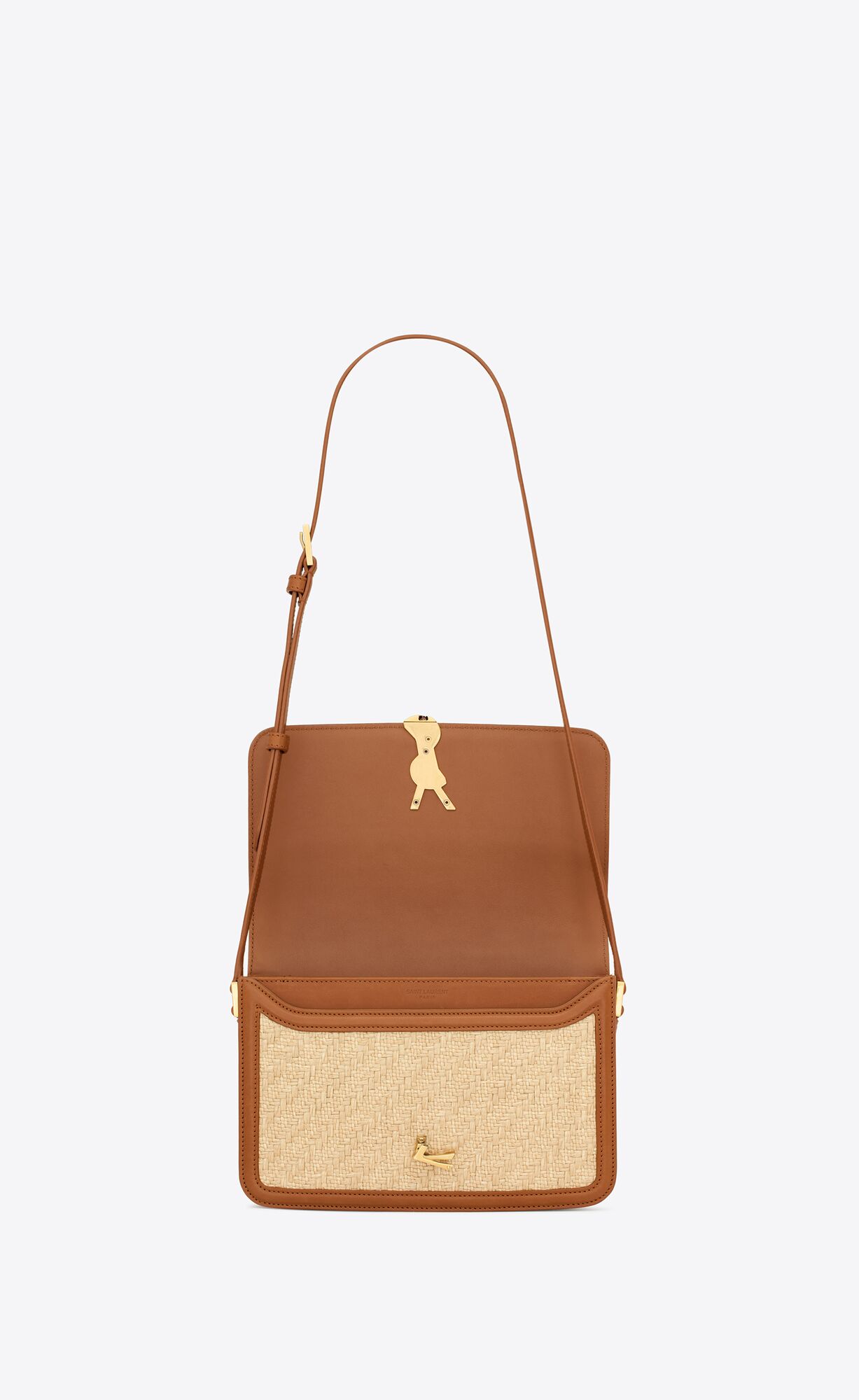 YSL solferino medium satchel in raffia and vegetable-tanned leather bags 634305FAA7D9783