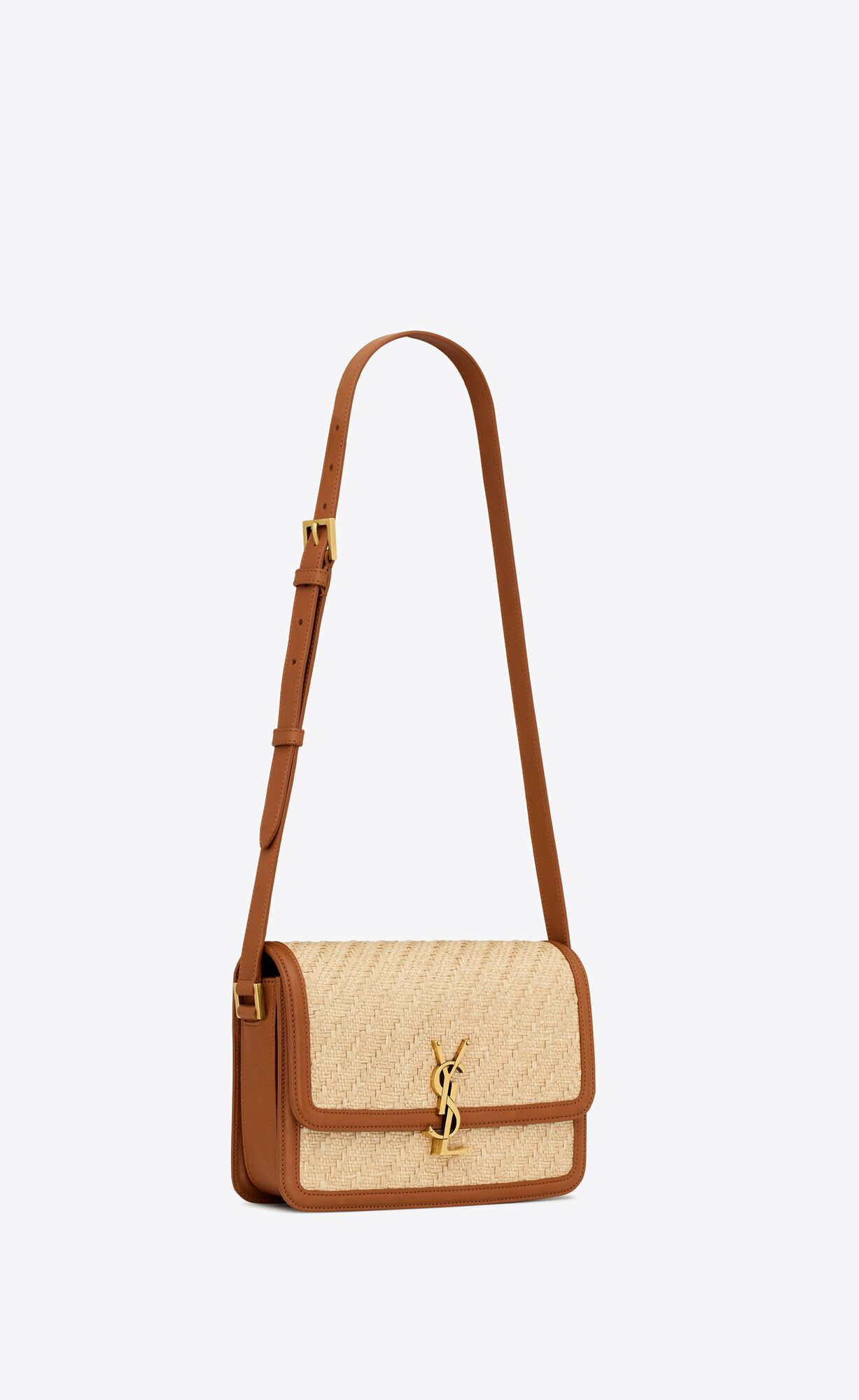 YSL solferino medium satchel in raffia and vegetable-tanned leather bags 634305FAA7D9783