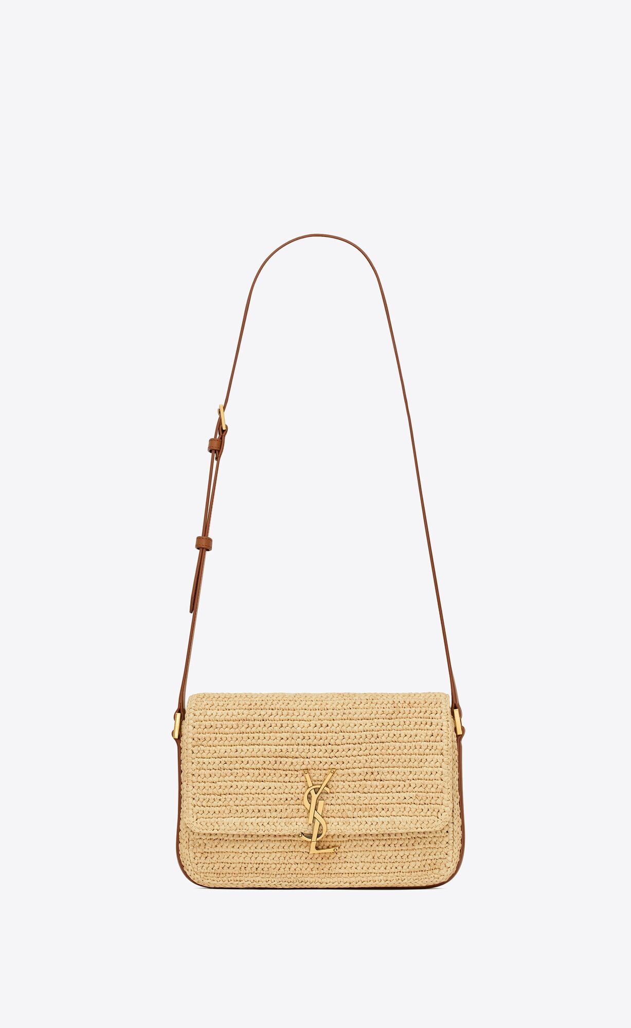 YSL solferino medium in raffia and vegetable-tanned leather bags 751506GAABN2080