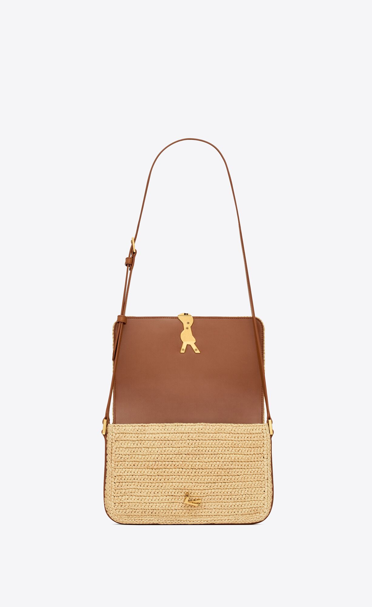 YSL solferino medium in raffia and vegetable-tanned leather bags 751506GAABN2080