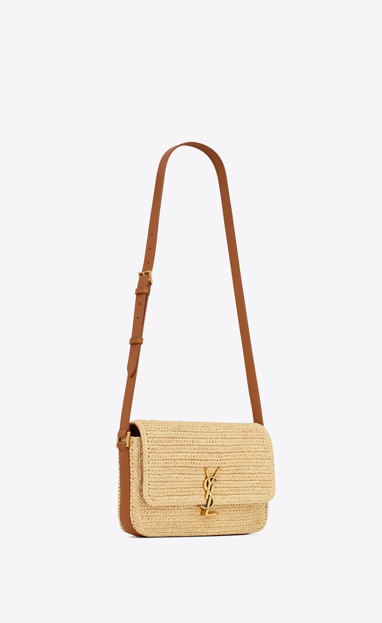 YSL solferino medium in raffia and vegetable-tanned leather bags 751506GAABN2080