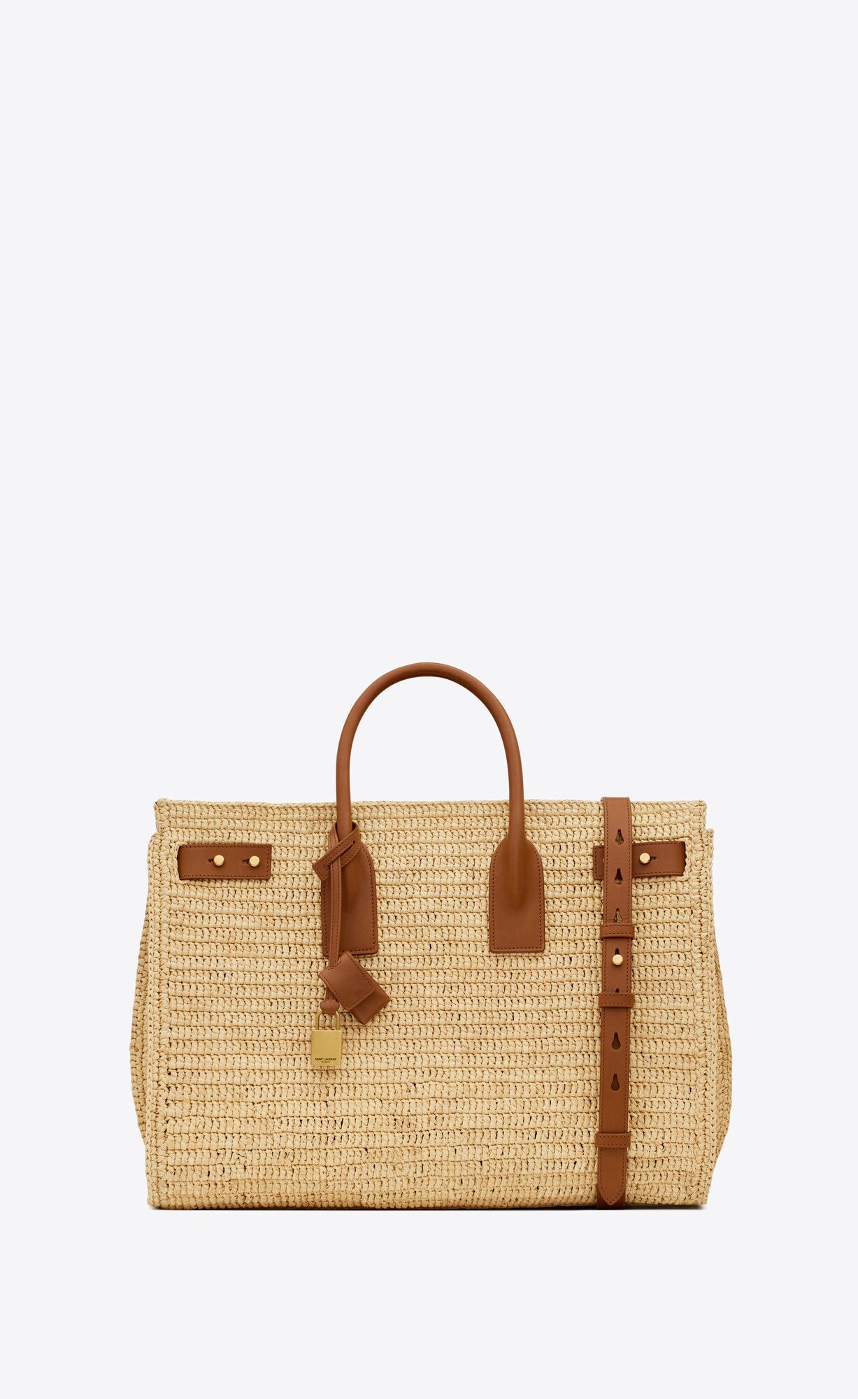 YSL sac de jour medium supple in raffia and vegetable-tanned leather bags 751499GAABN2080