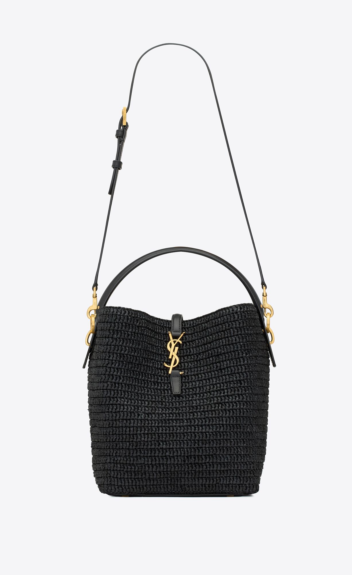 YSL le 37 in woven raffia and vegetable-tanned leather bags 773991GAAEC1000