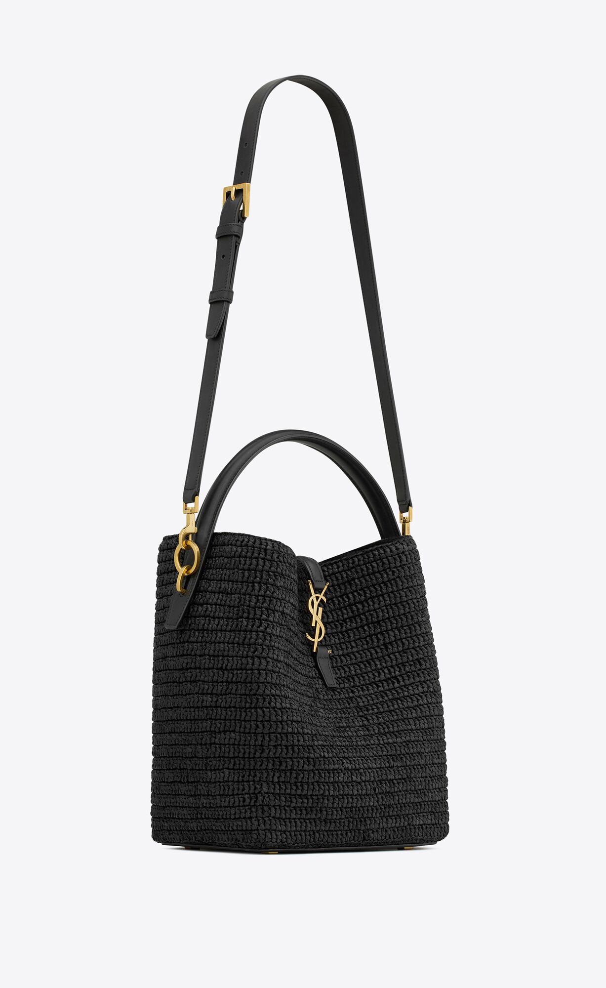 YSL le 37 in woven raffia and vegetable-tanned leather bags 773991GAAEC1000