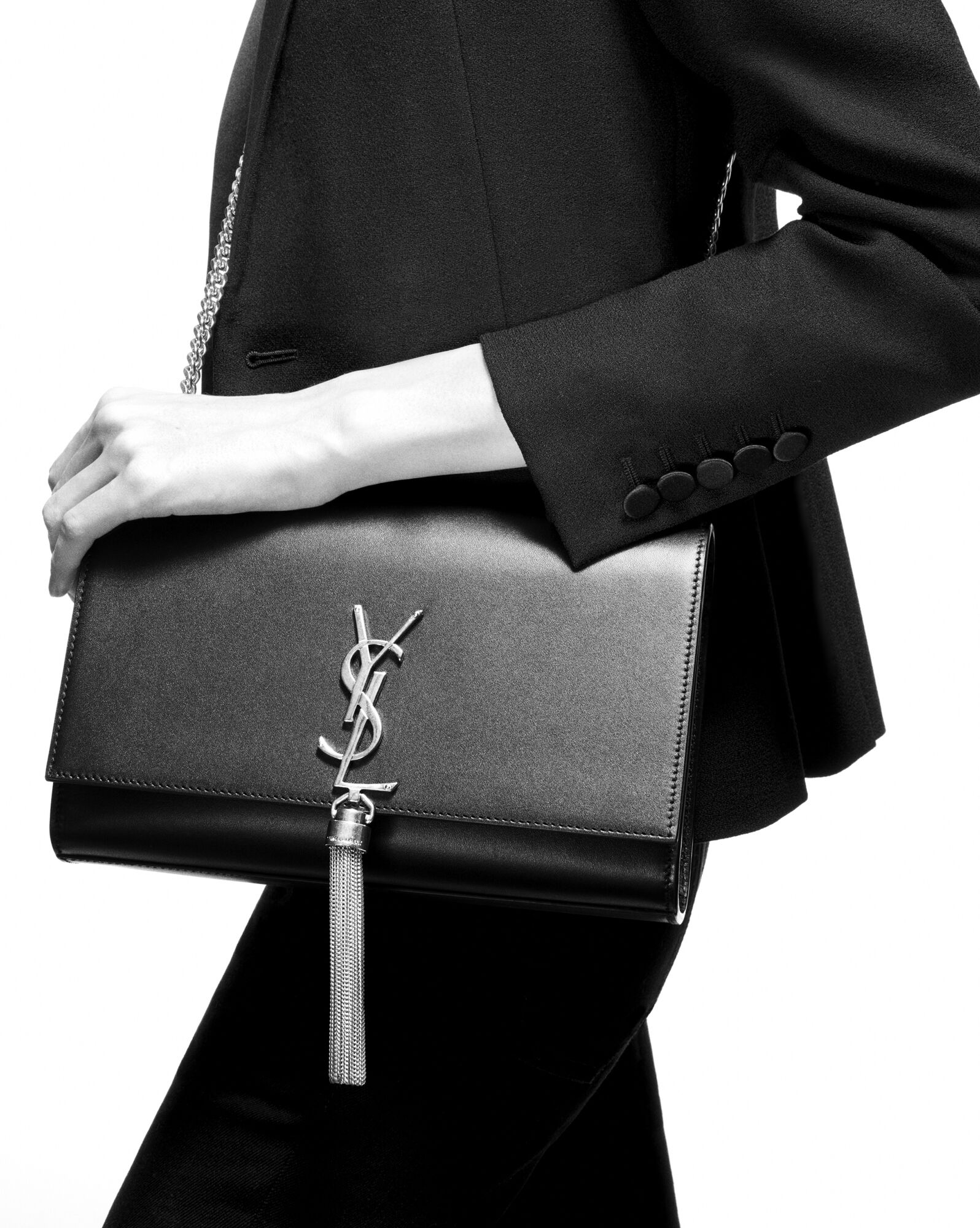 YSL kate medium tassel in grain de poudre embossed leather bags 354119BOW0J1000