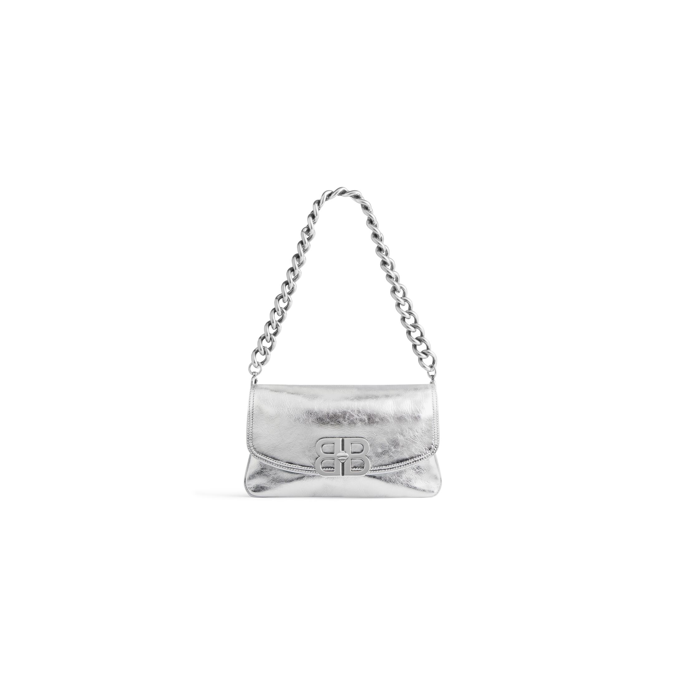 balenciaga Bb Soft Small Flap Bag Metallized in Silver 7485982AA1Q8110