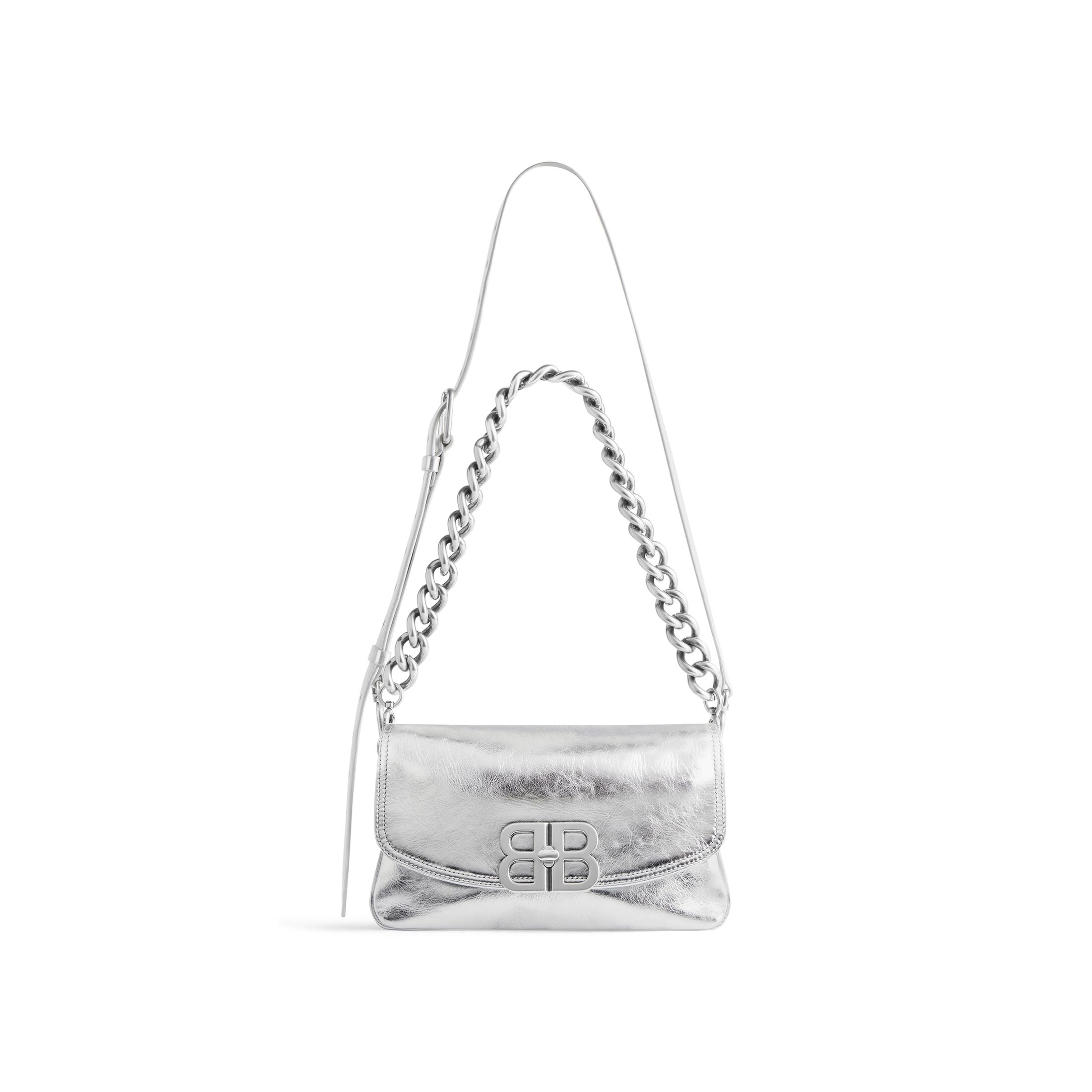 balenciaga Bb Soft Small Flap Bag Metallized in Silver 7485982AA1Q8110