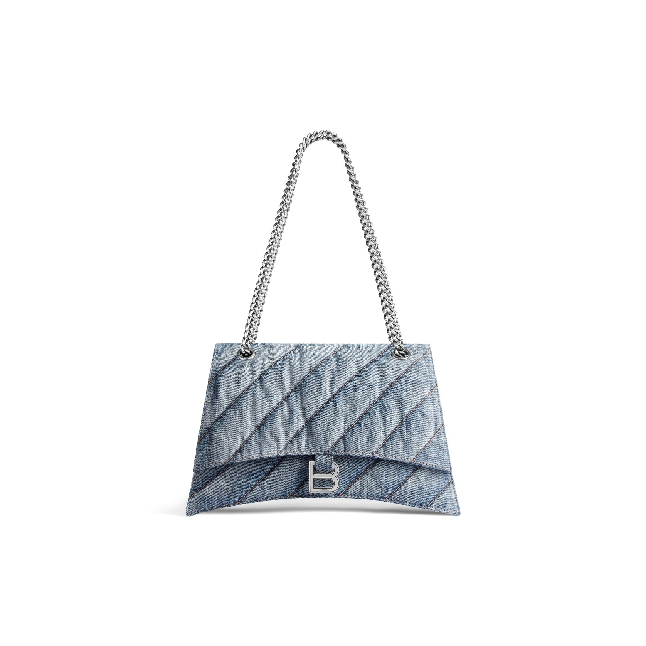 balenciaga Crush Medium Chain Bag Quilted Denim in Blue 7163932AAGX4661