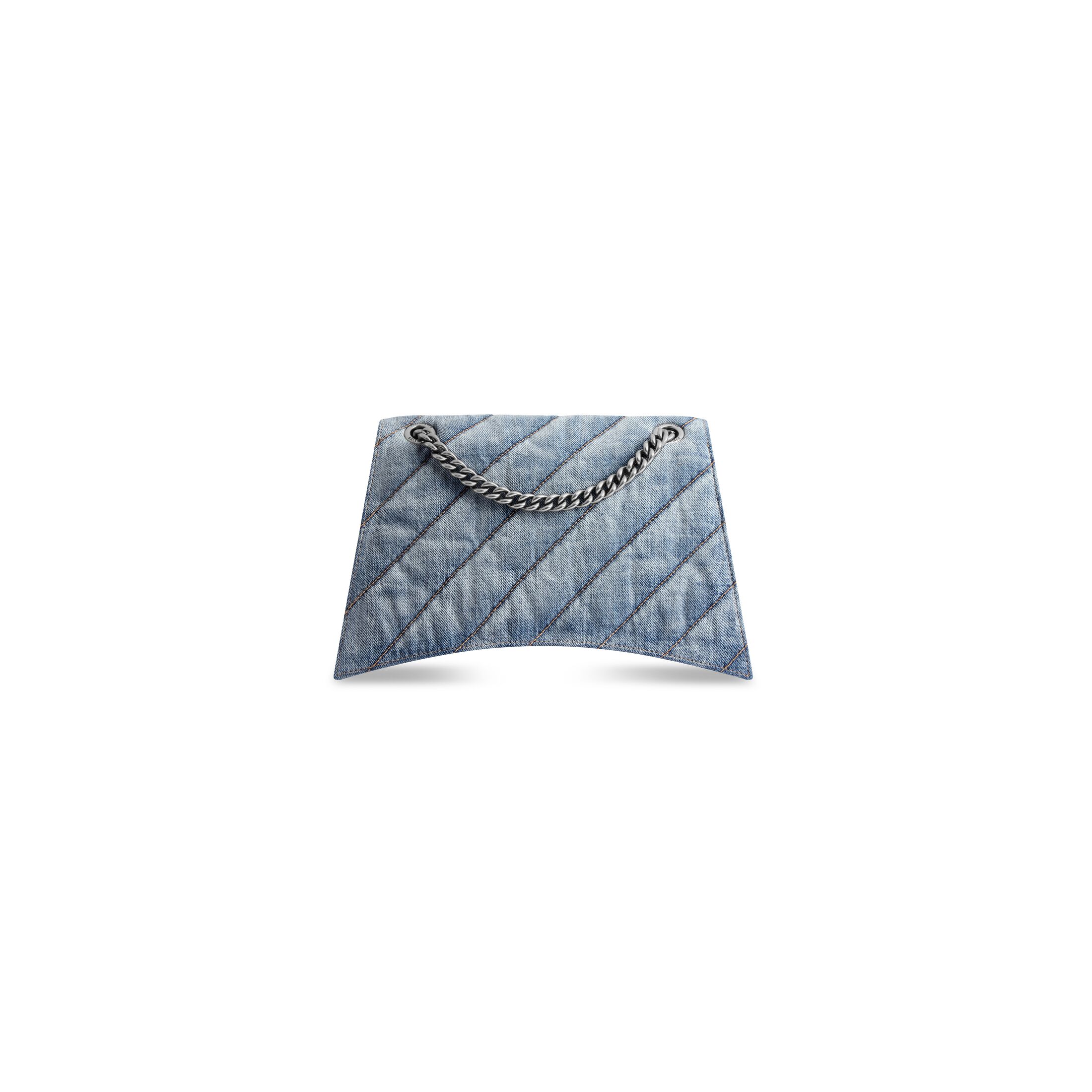 balenciaga Crush Medium Chain Bag Quilted Denim in Blue 7163932AAGX4661