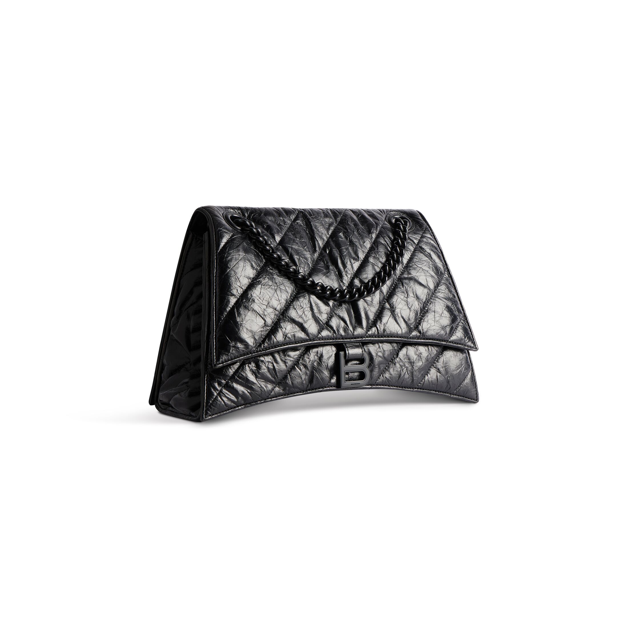 balenciaga Crush Medium Chain Bag Quilted in Black 716393210IY1000