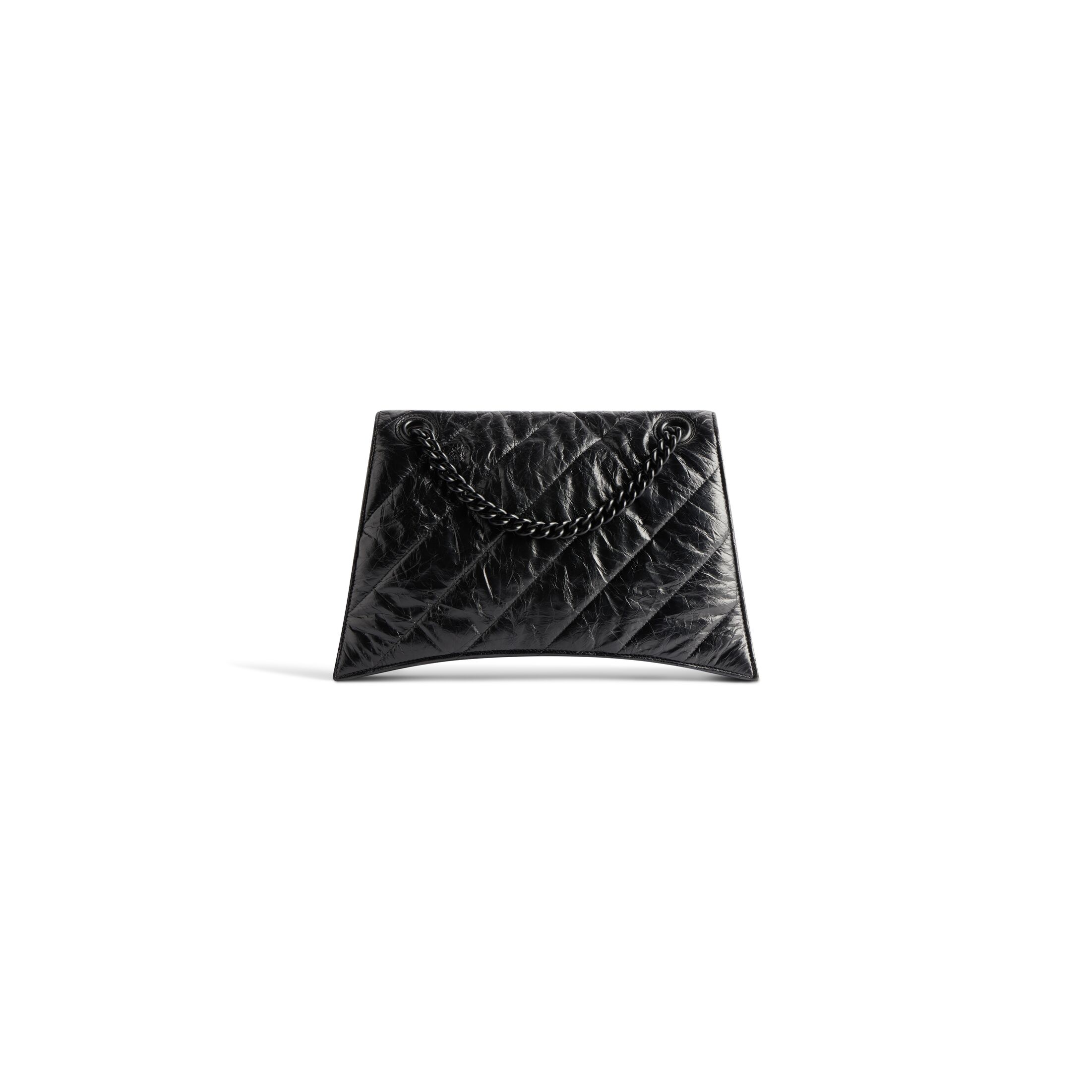 balenciaga Crush Medium Chain Bag Quilted in Black 716393210IY1000