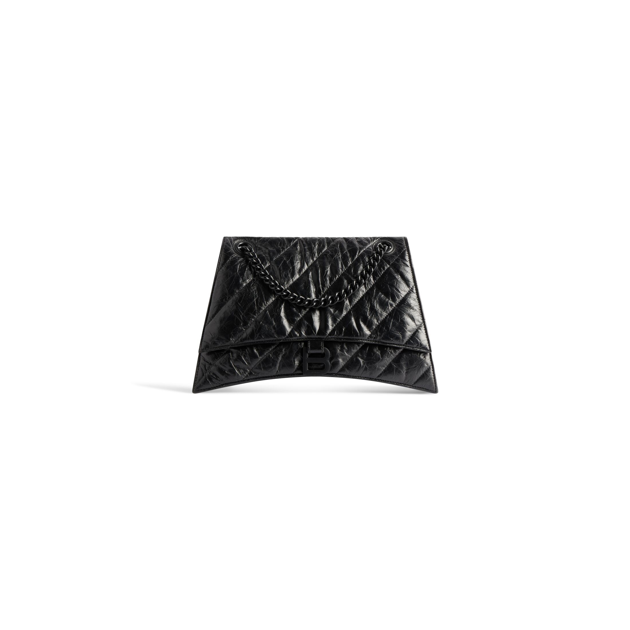 balenciaga Crush Medium Chain Bag Quilted in Black 716393210IY1000