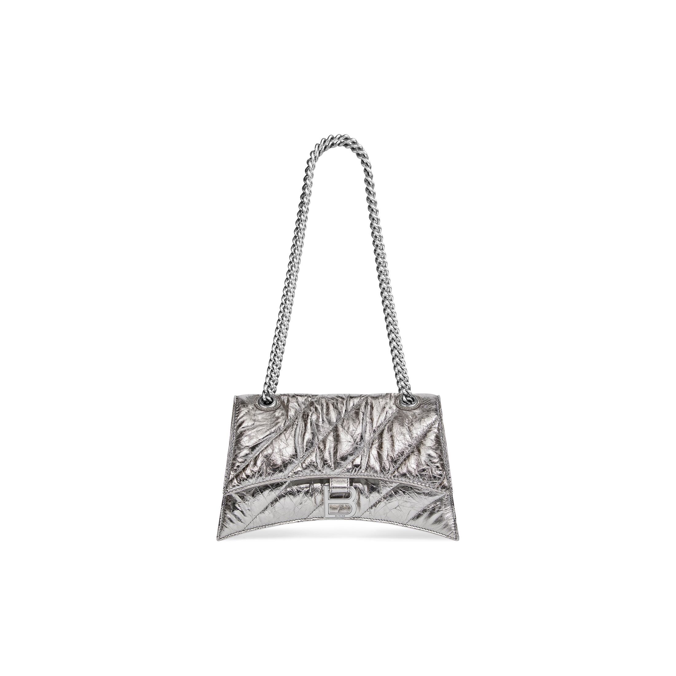 balenciaga Crush Small Chain Bag Metallized Quilted in Silver 716351210IW8110