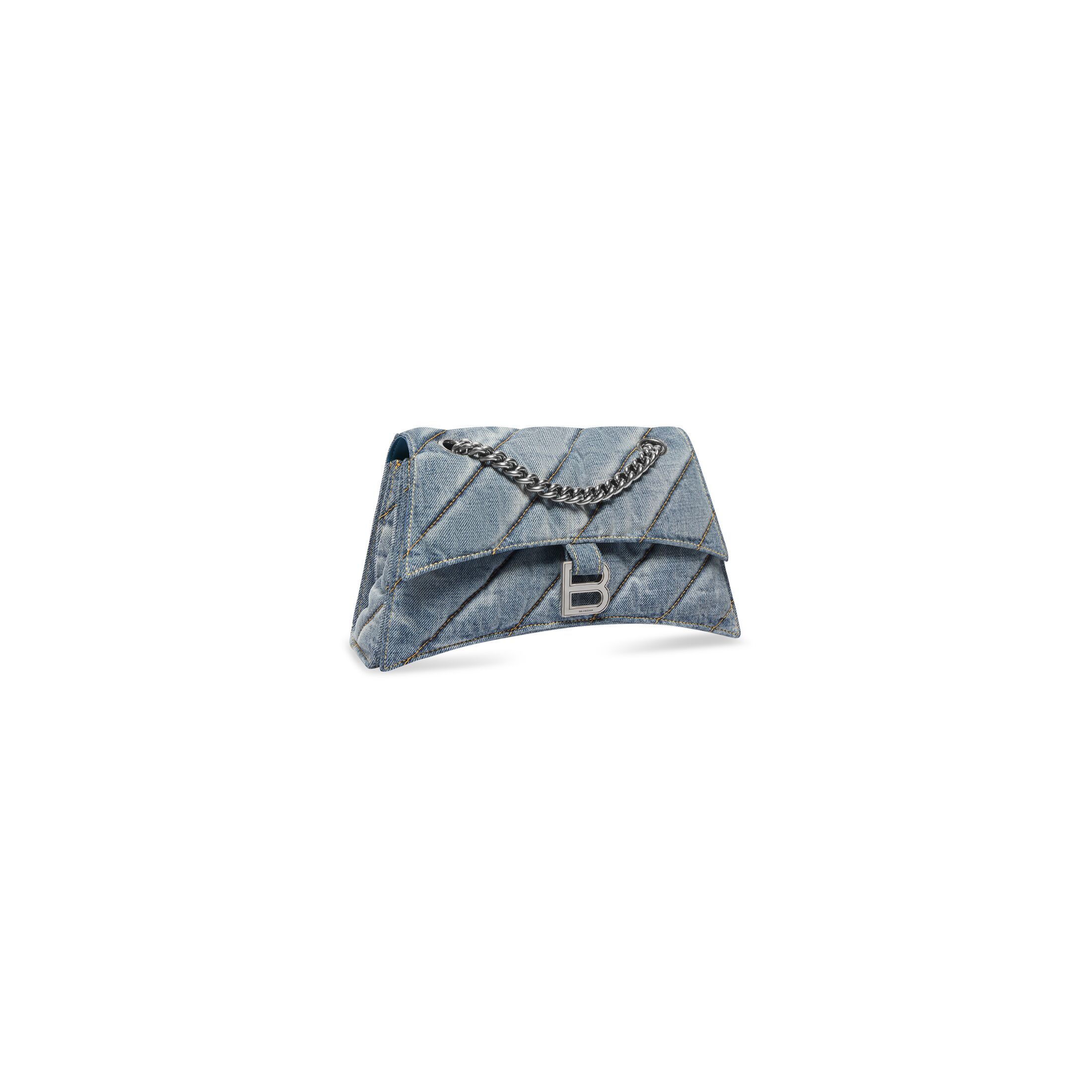 balenciaga Crush Small Chain Bag Quilted Denim in Blue 7163512AAGX4661