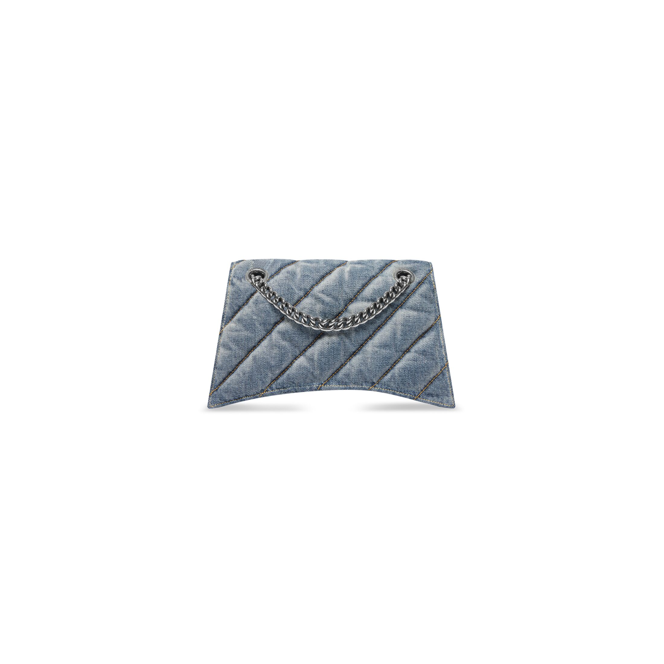 balenciaga Crush Small Chain Bag Quilted Denim in Blue 7163512AAGX4661