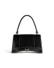 balenciaga Hourglass Hinge Medium Handbag Crocodile Embossed in Black 7612112AAVY1000