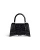 balenciaga Hourglass Small Handbag Crocodile Embossed in Black 5935461LR671000