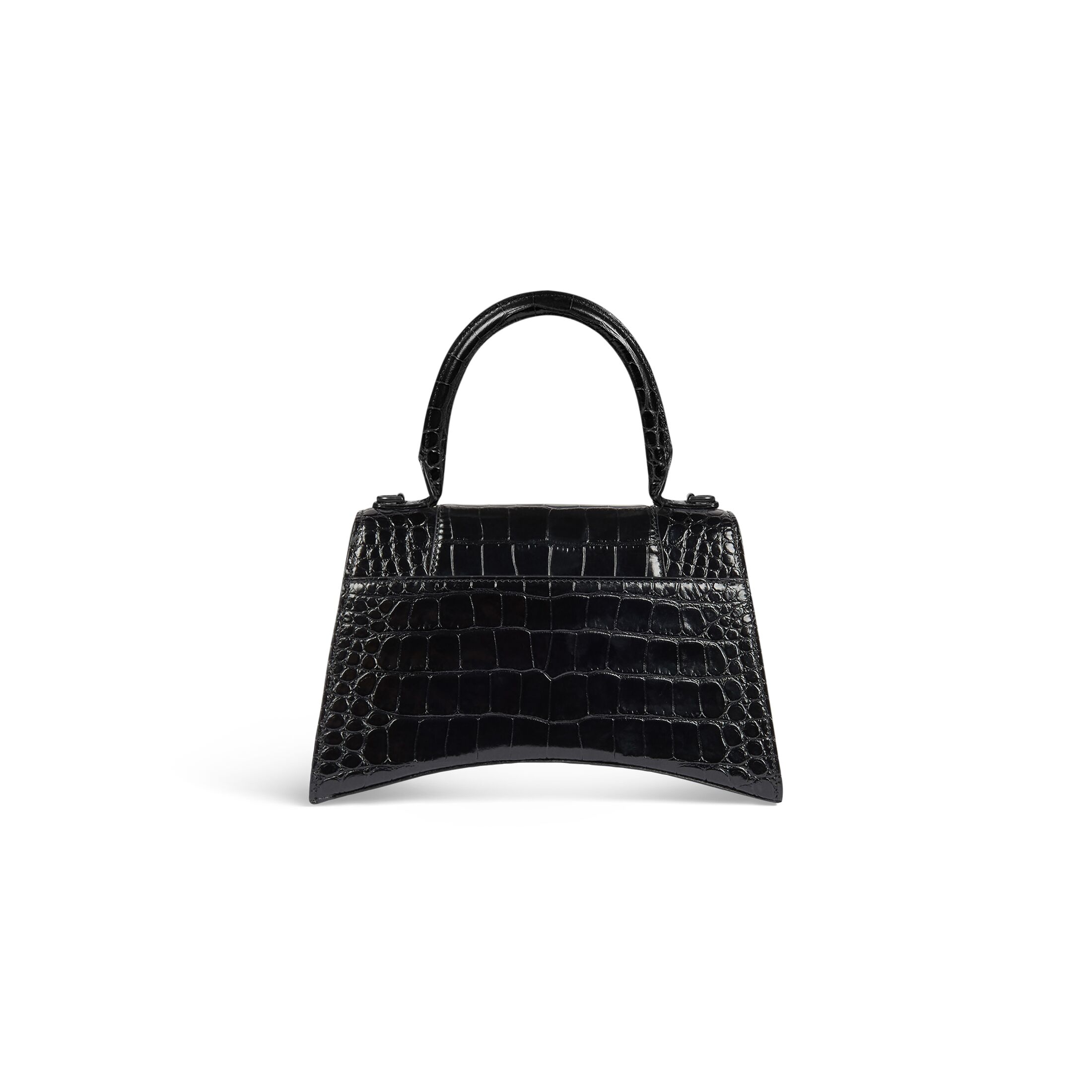 balenciaga Hourglass Small Handbag Crocodile Embossed in Black 5935461LR671000