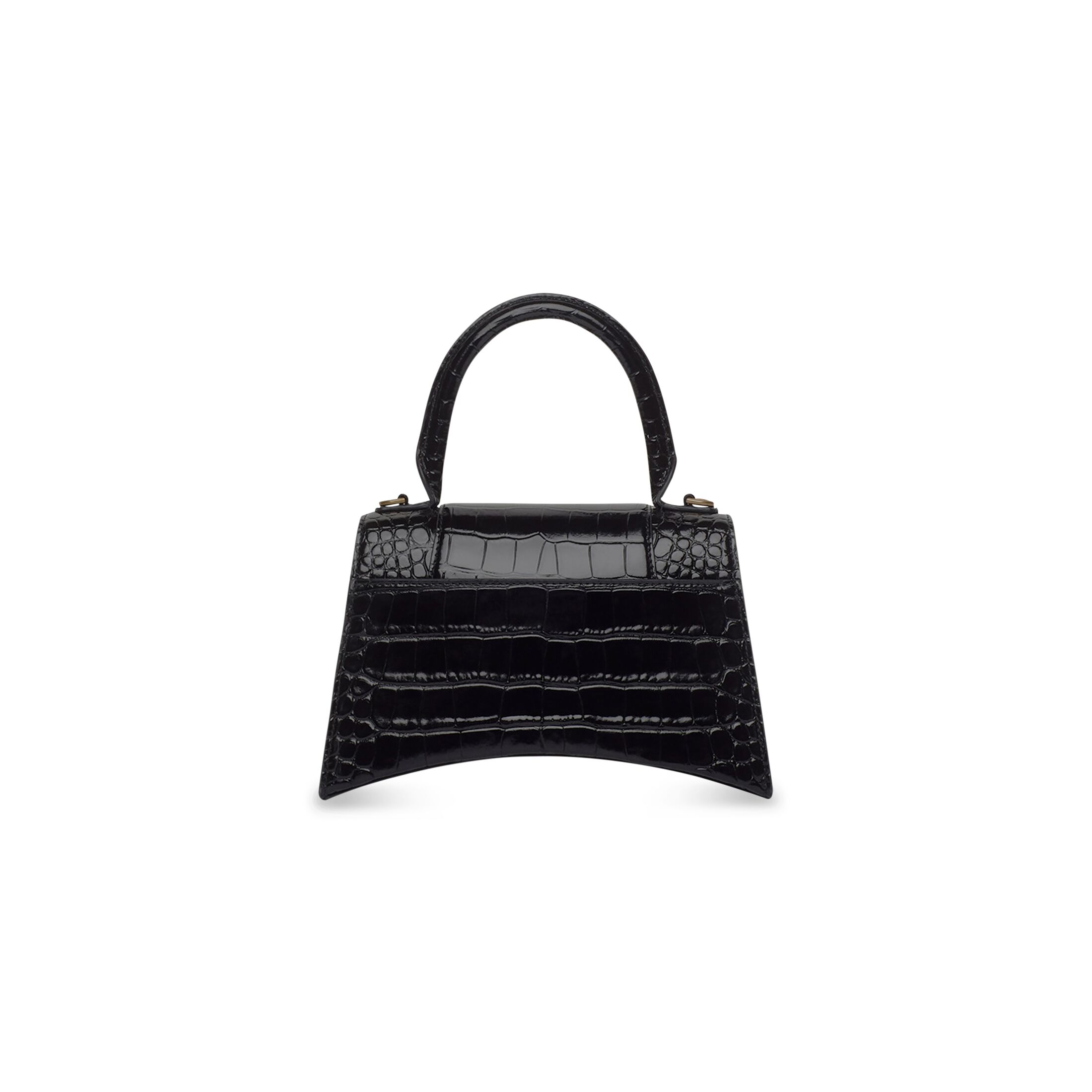 balenciaga Hourglass Small Handbag Crocodile Embossed in Black (2) 5935461LRGM1000